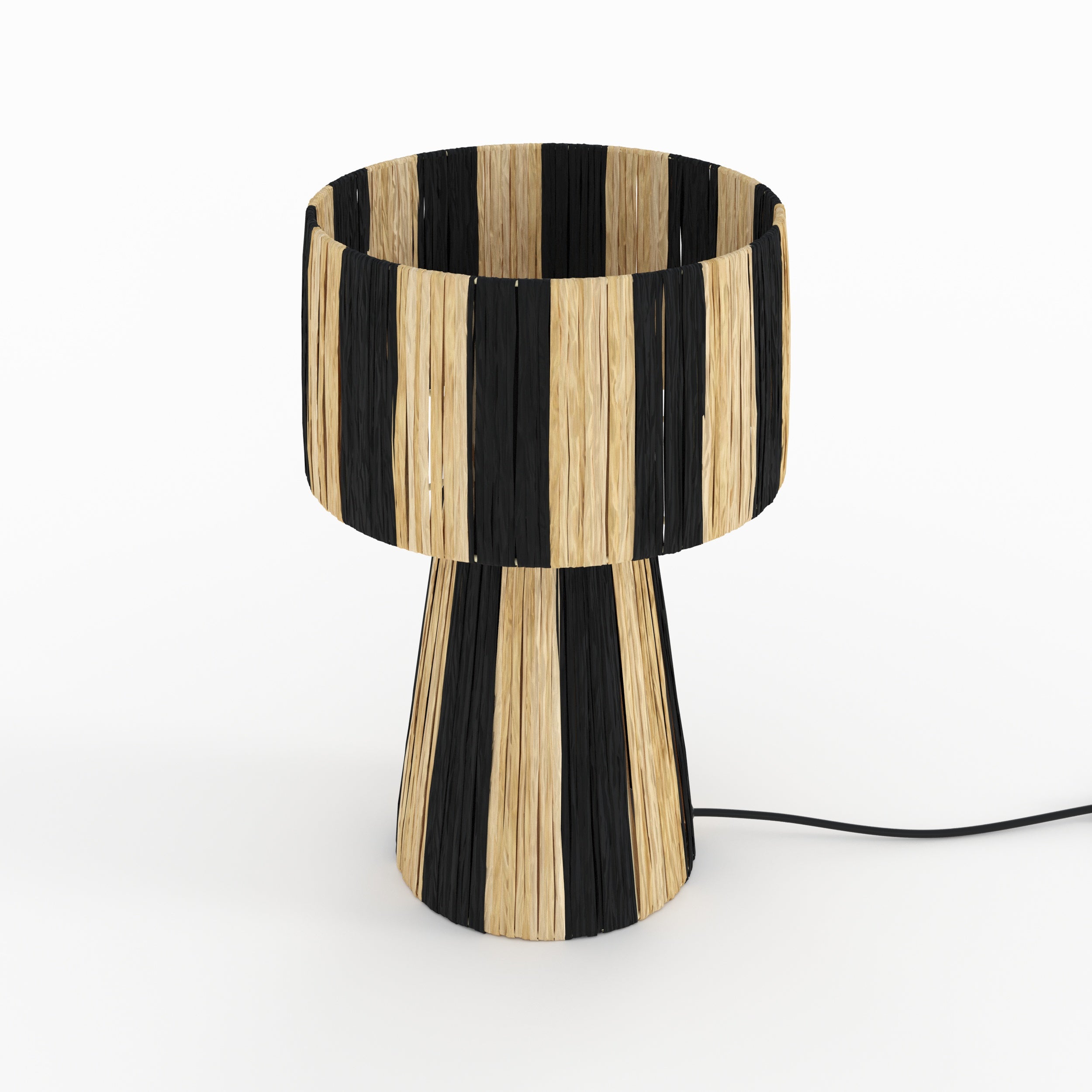 lampada a strisce nere solea foglia di palma decorazione boho