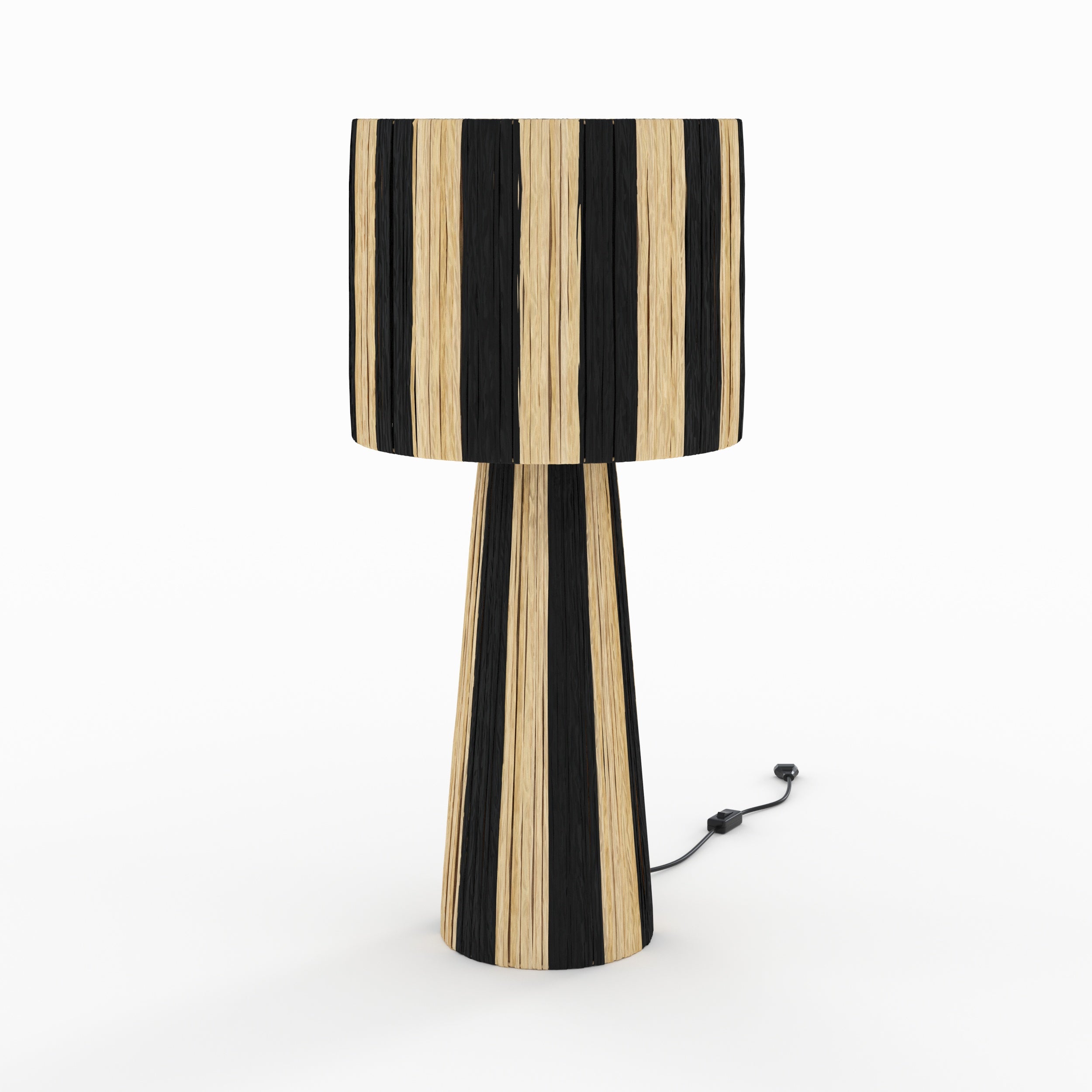 lampe solea grand modele rayee noire en feuille palmier