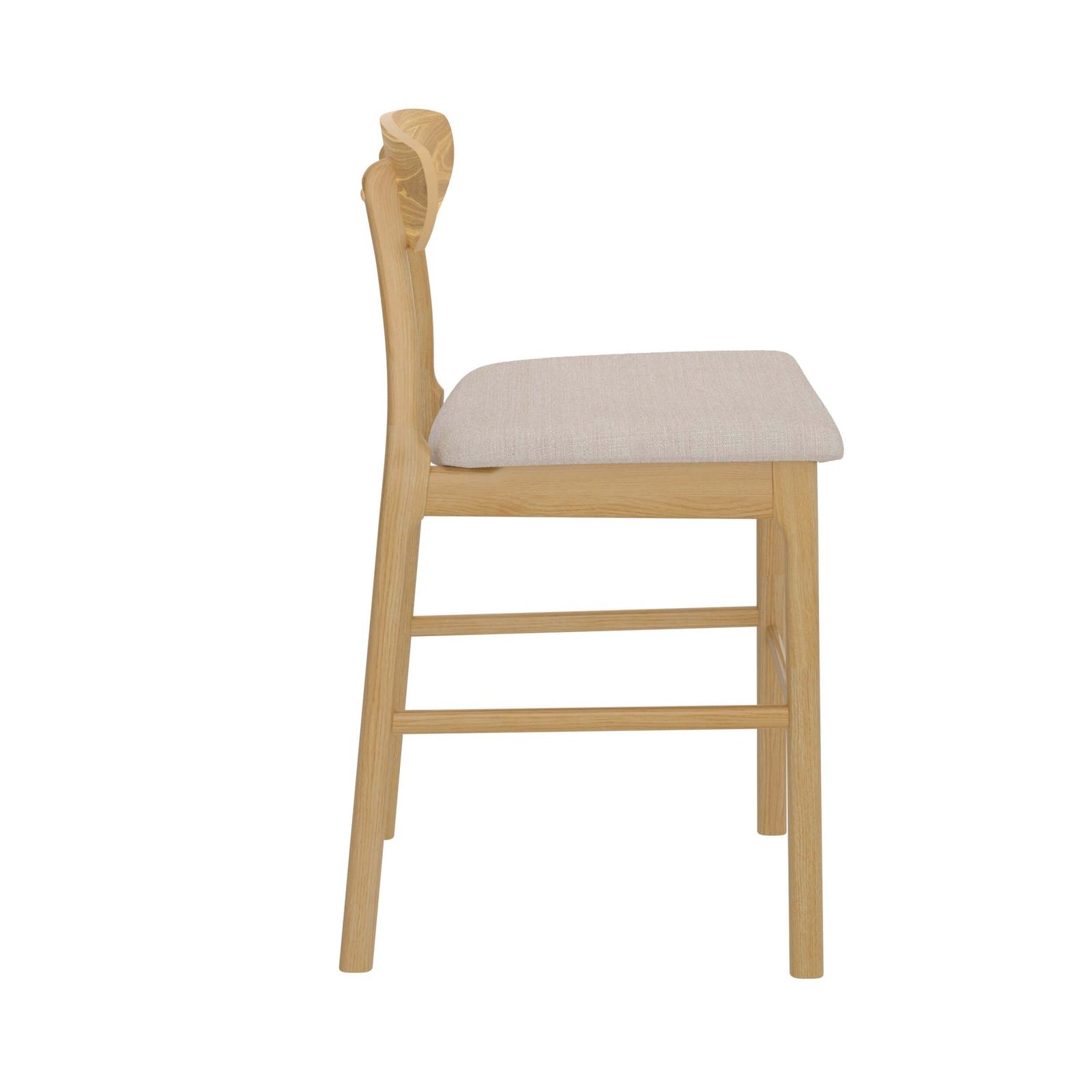 lana sedia da bar di media altezza in tessuto beige e legno confezione da 2