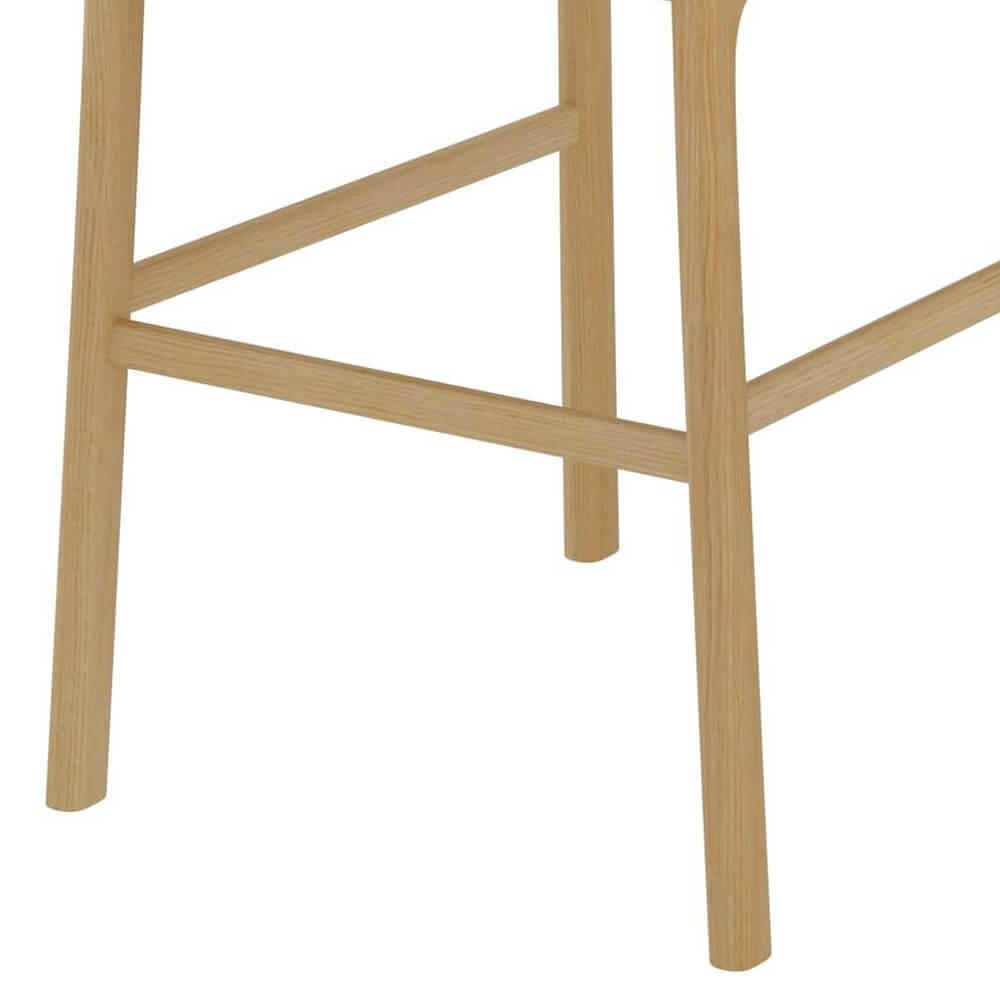 set di 2 sedie da bar di media altezza in tessuto beige e legno