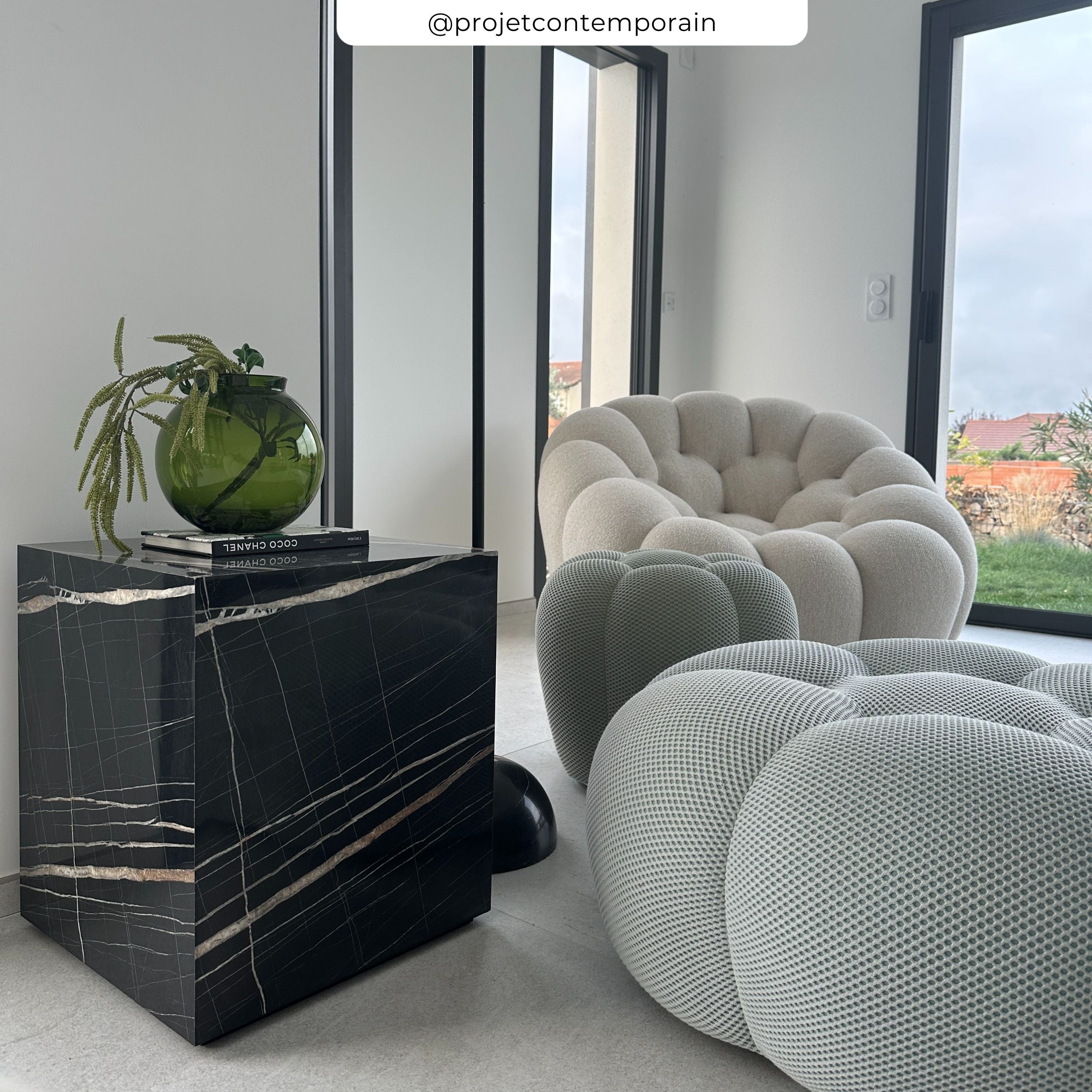 Lison table appoint noir marbre table basse