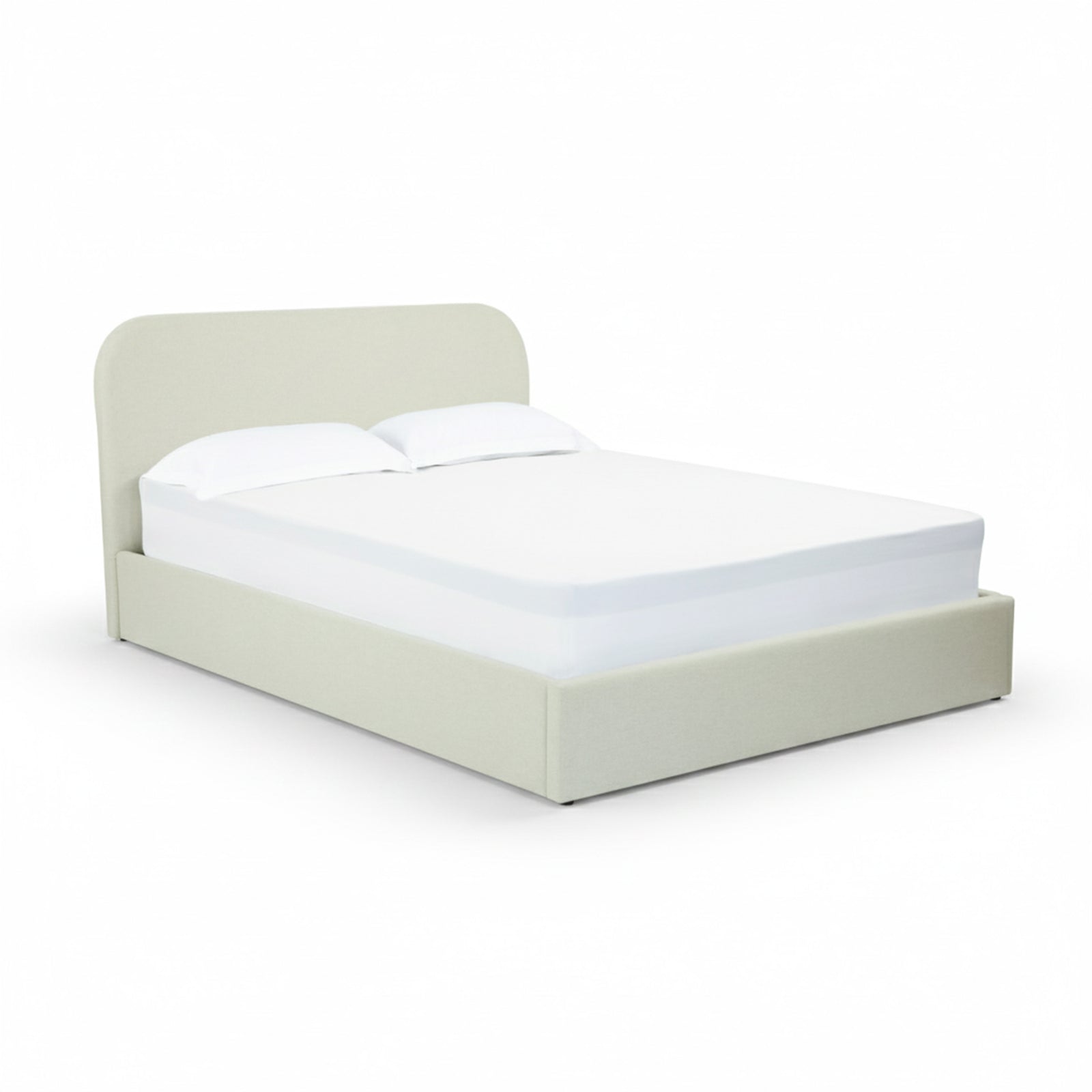 Lit 160x200 Tilly double coffre tissu gris beige