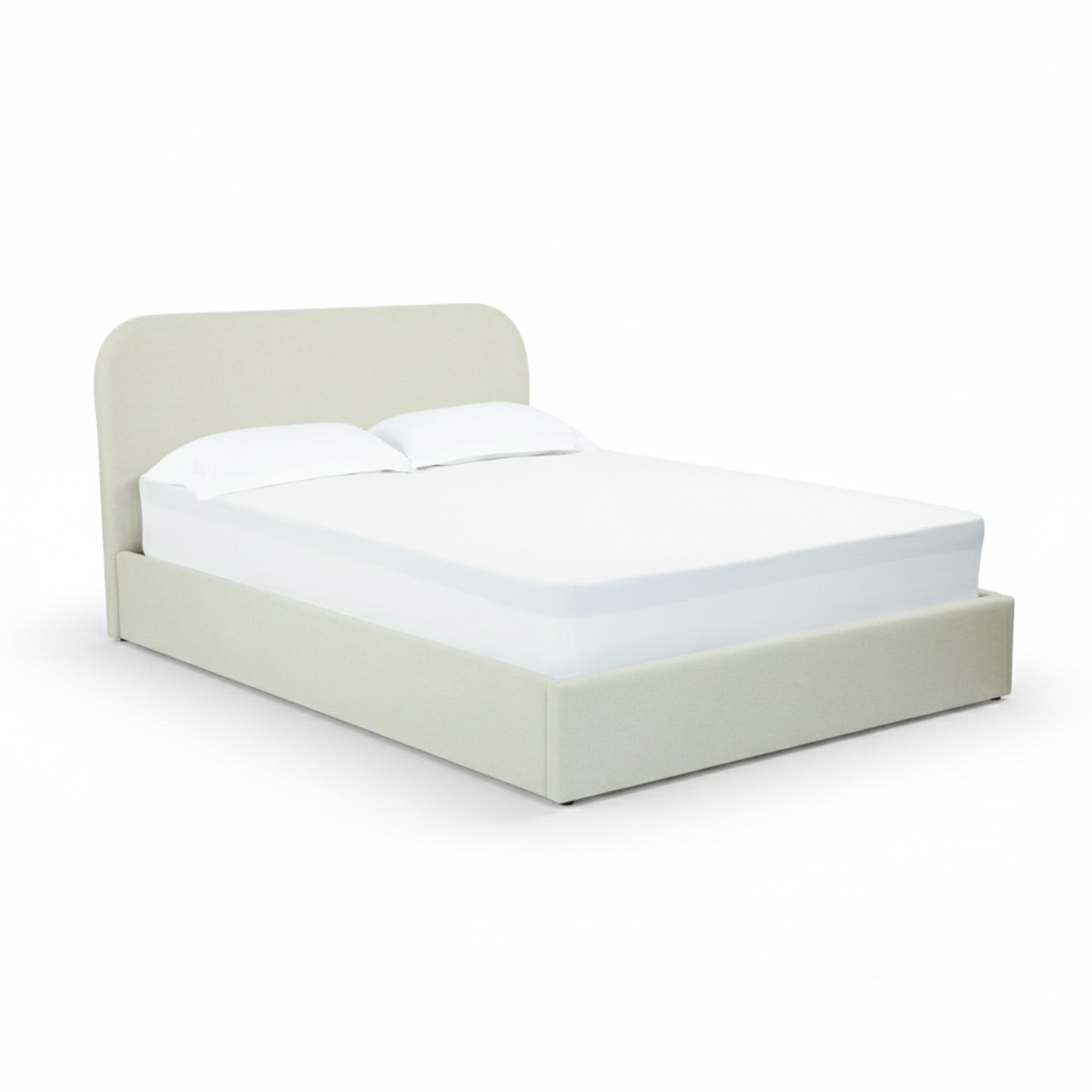 Lit 160x200 Tilly double coffre tissu gris beige