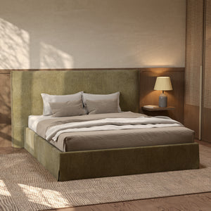 Lit 2 places coffre tissu vert olive kaki