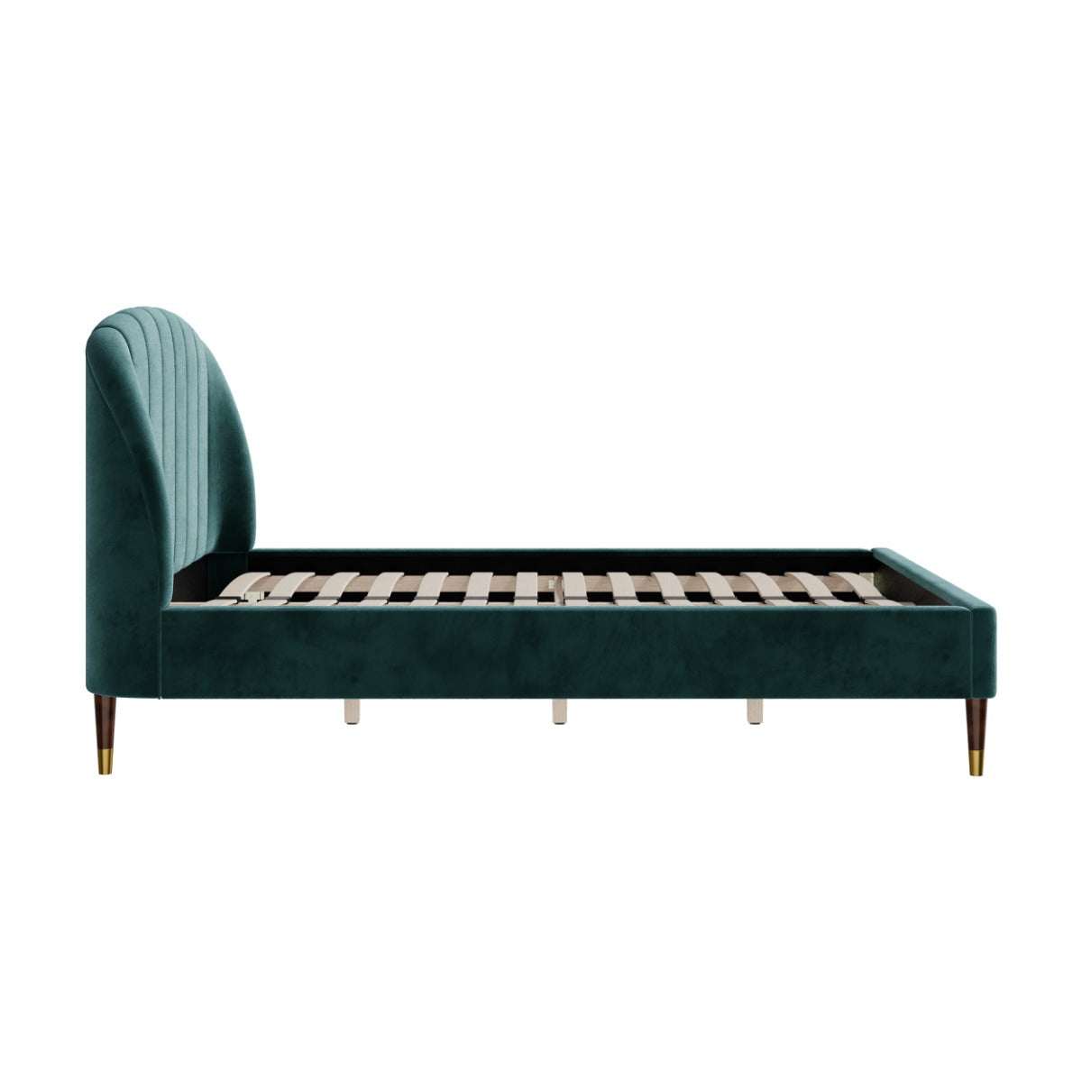 lit double 140x190 cm en velours vert gala