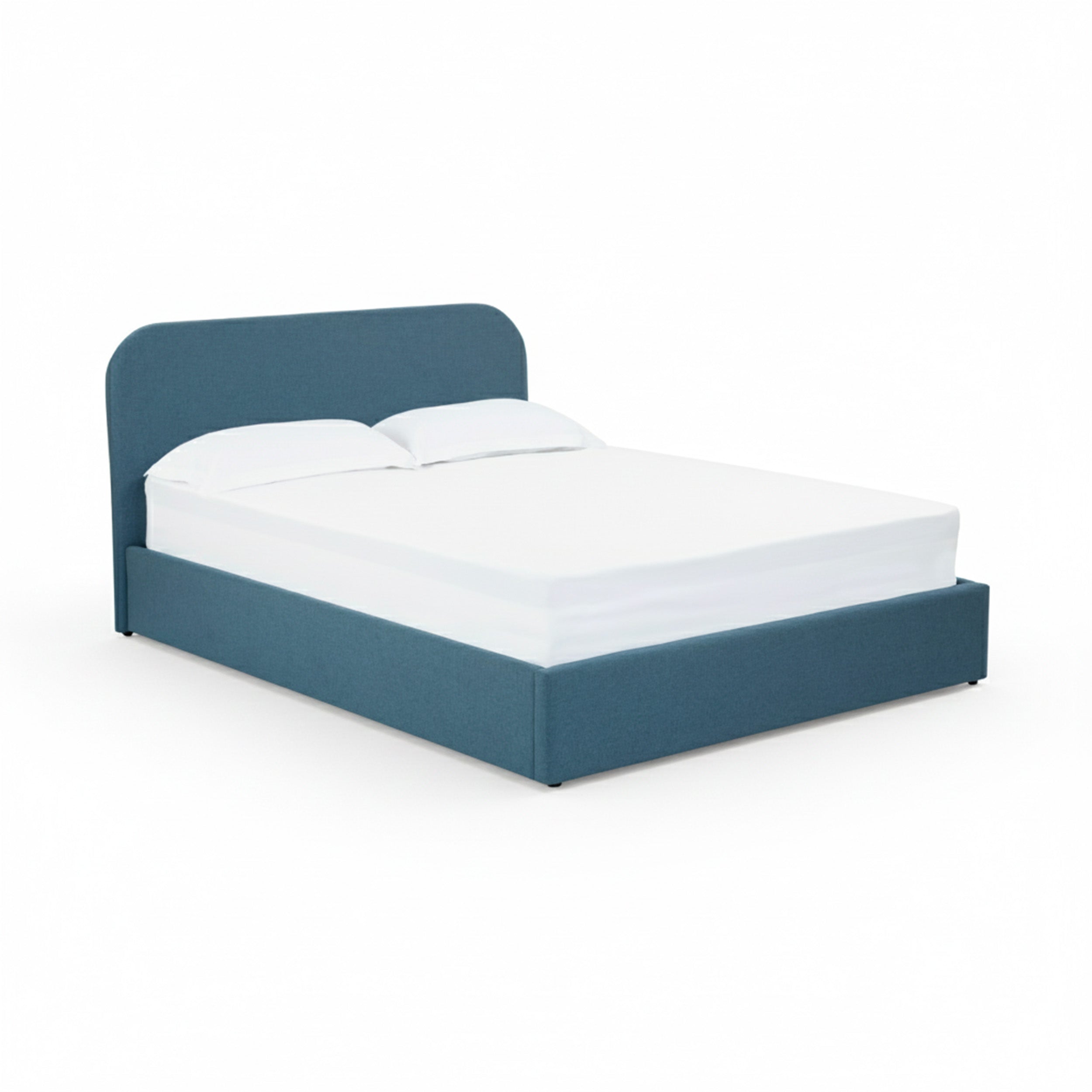 Lit double coffre Tilly tissu bleu 160x200