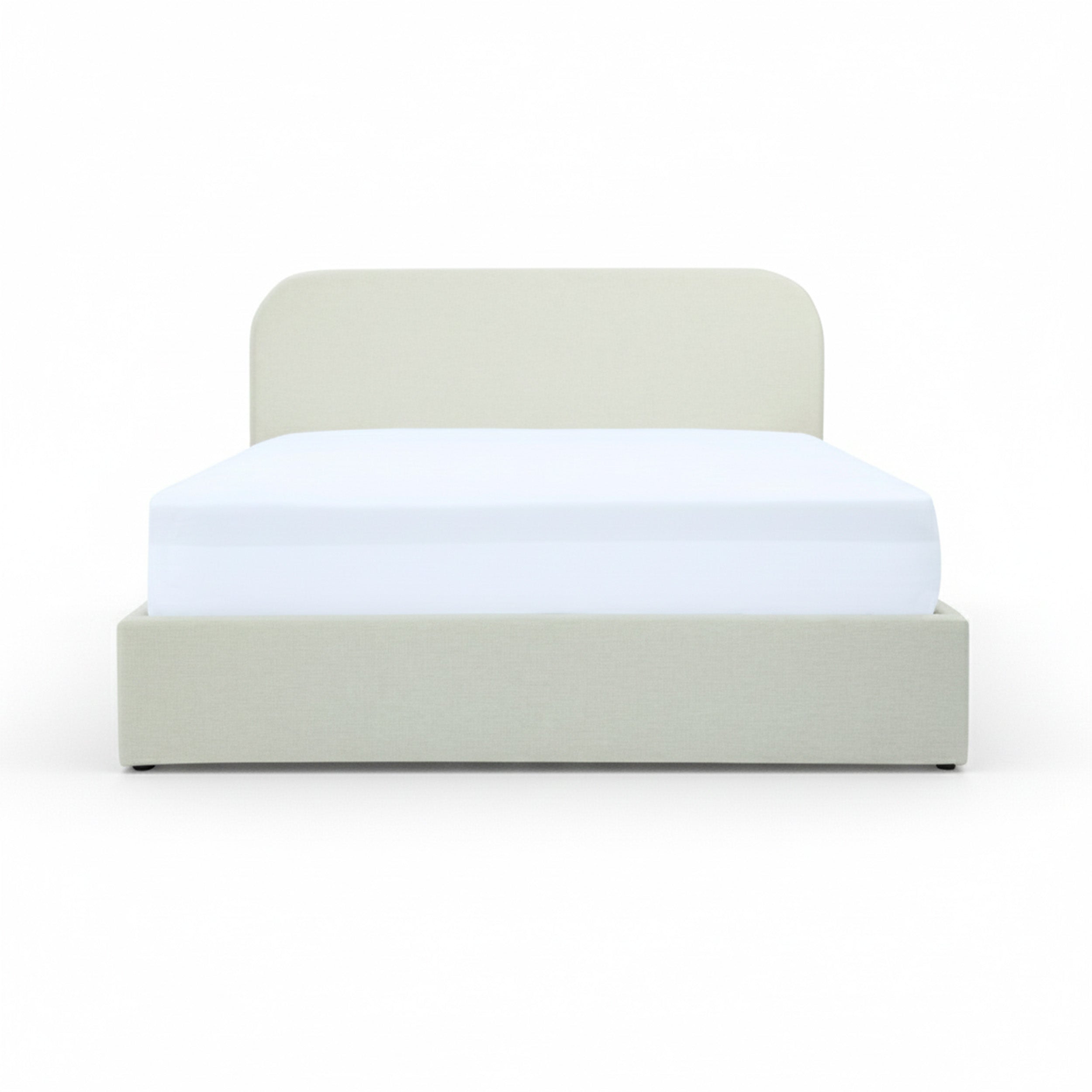 Lit double coffre Tilly tissu gris beige 160x200