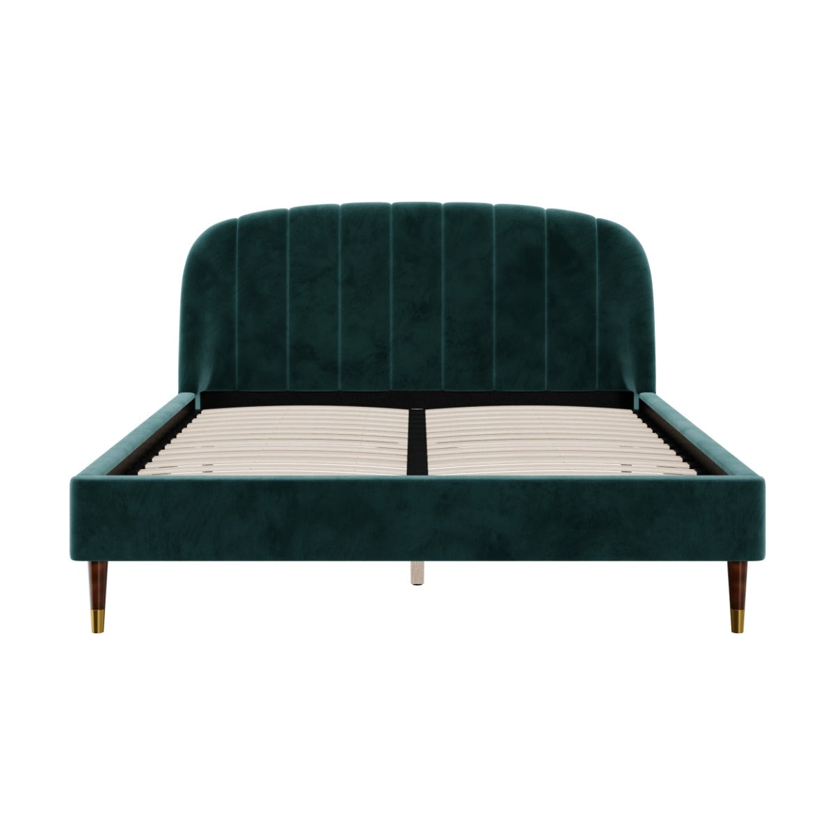 lit double en velours vert et pieds dore gala