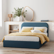 letto matrimoniale Tilly con contenitore 140 x 190 cm in tessuto blu