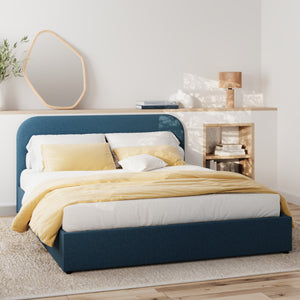 letto tilly con contenitore 160 x 200 cm in tessuto blu