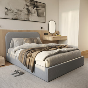 Letto Tilly matrimoniale con contenitore in tessuto grigio 140 x 190 cm