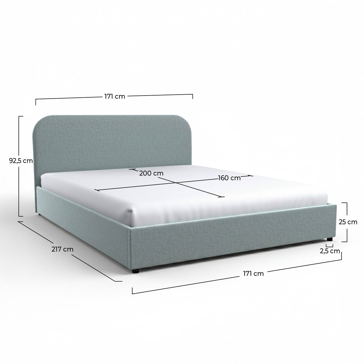 Lit double Tilly coffre 160x200 tissu gris dimensions – Maison Pavane