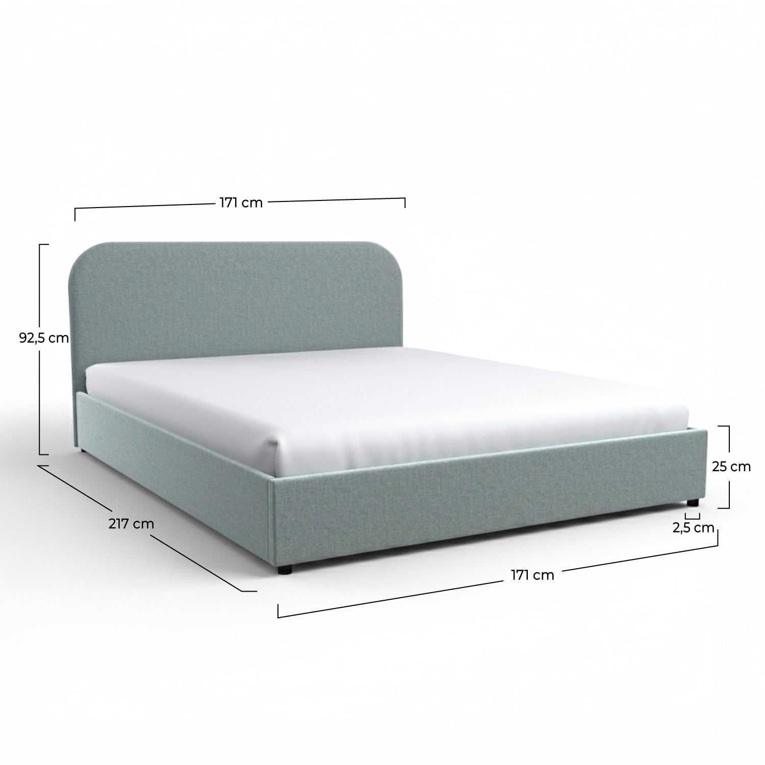 Lit double Tilly coffre 160x200 tissu gris