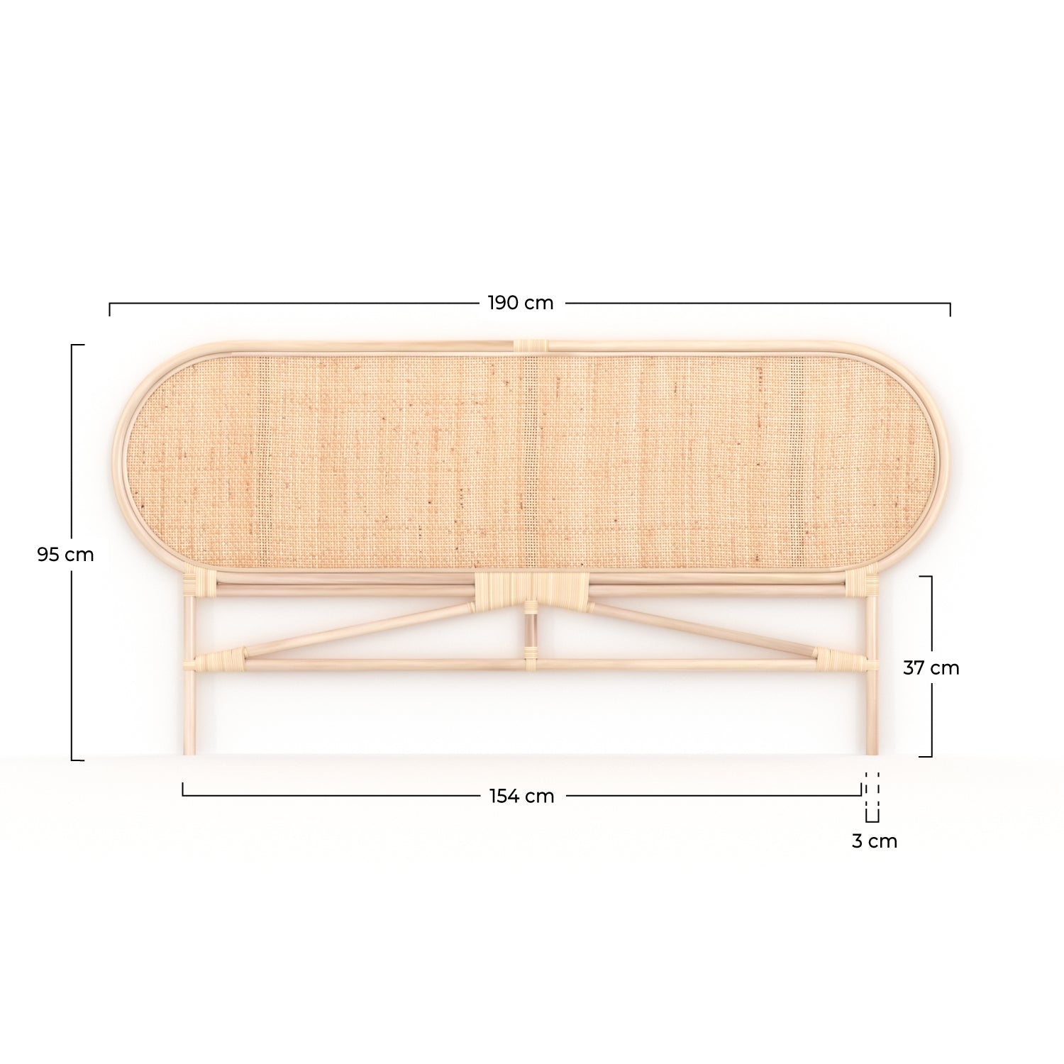 Lit rotin Navahino tête 160cm