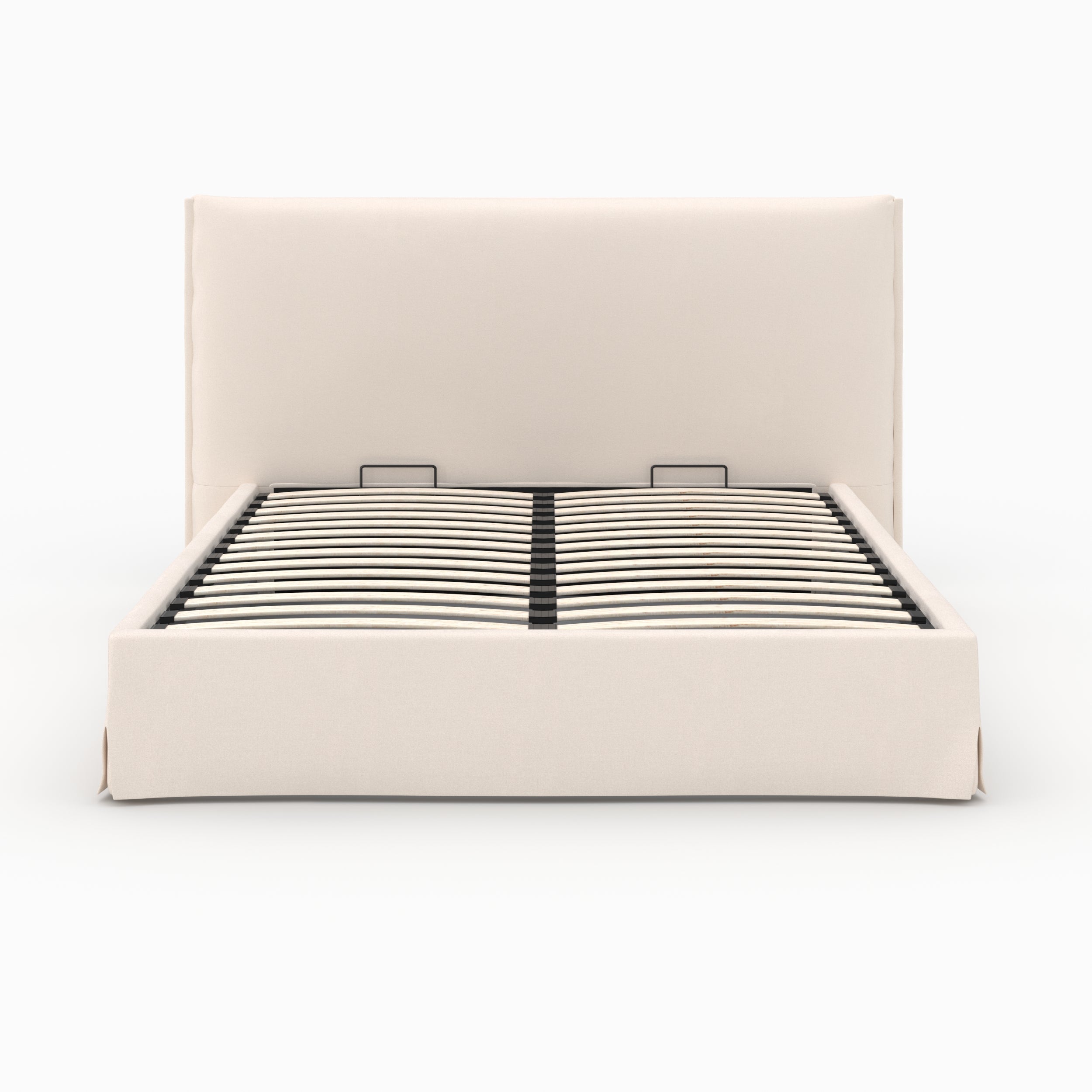 Lit Safia tissu blanc 160x200cm coffre double