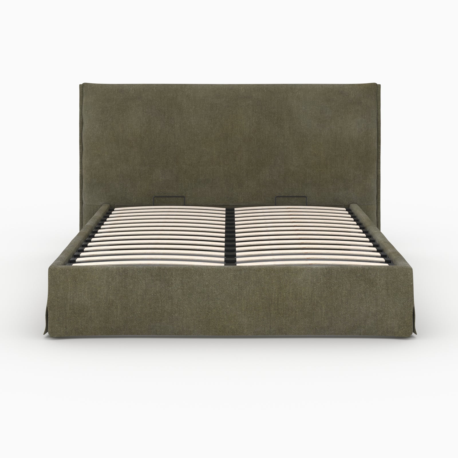 Lit Safia vert olive 160x200cm coffre double