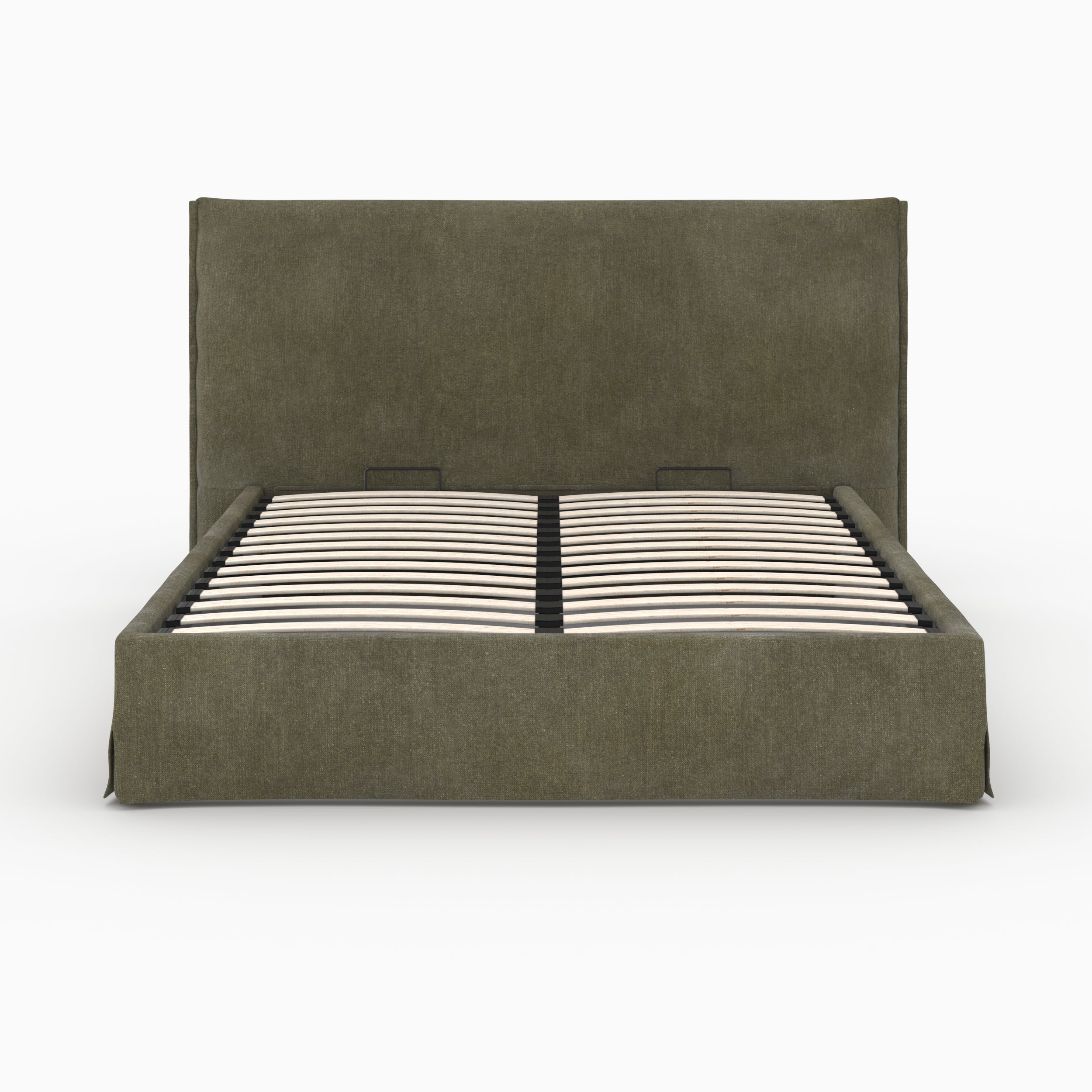 Lit Safia vert olive 160x200cm coffre double