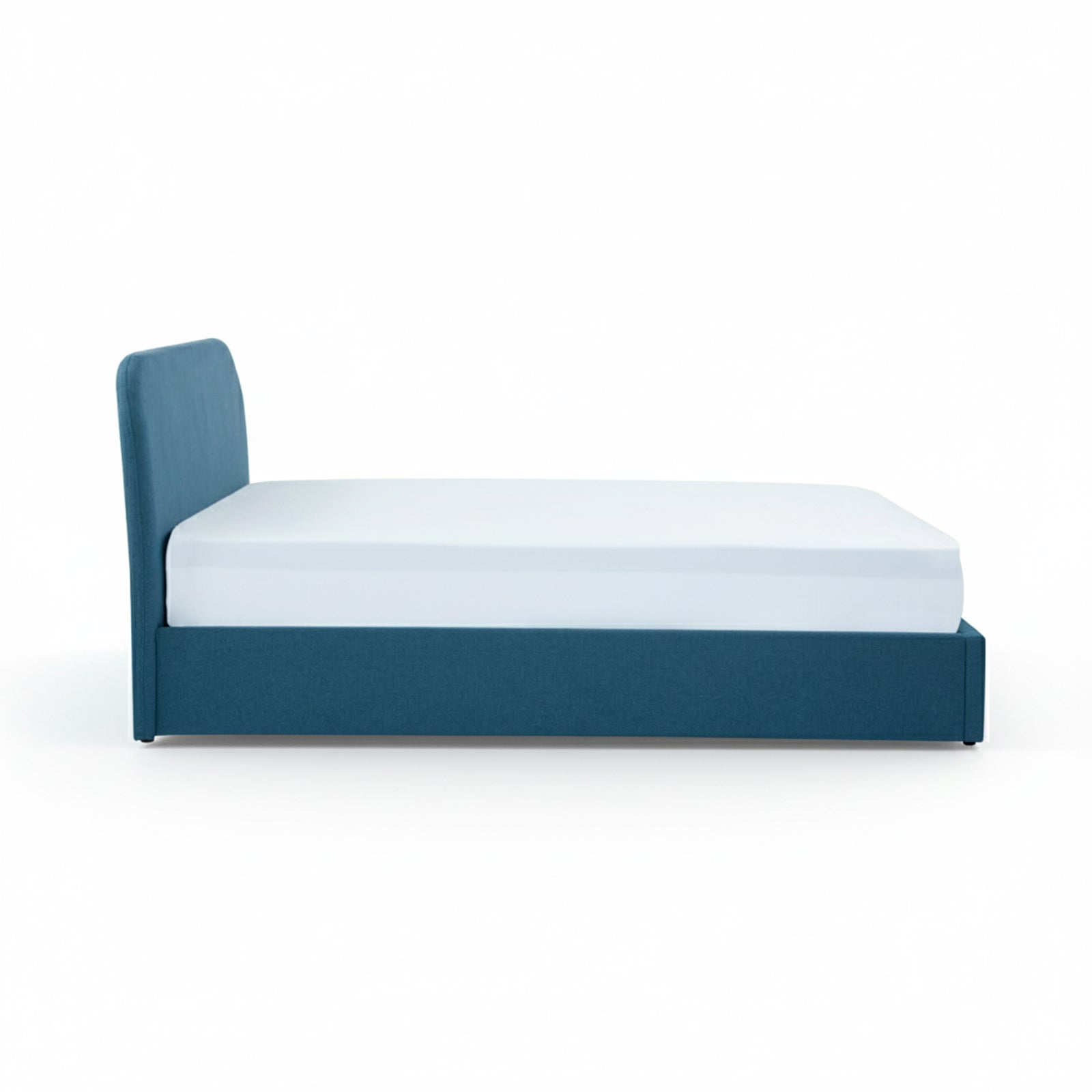 Lit Tilly 160x200 tissu bleu avec coffre