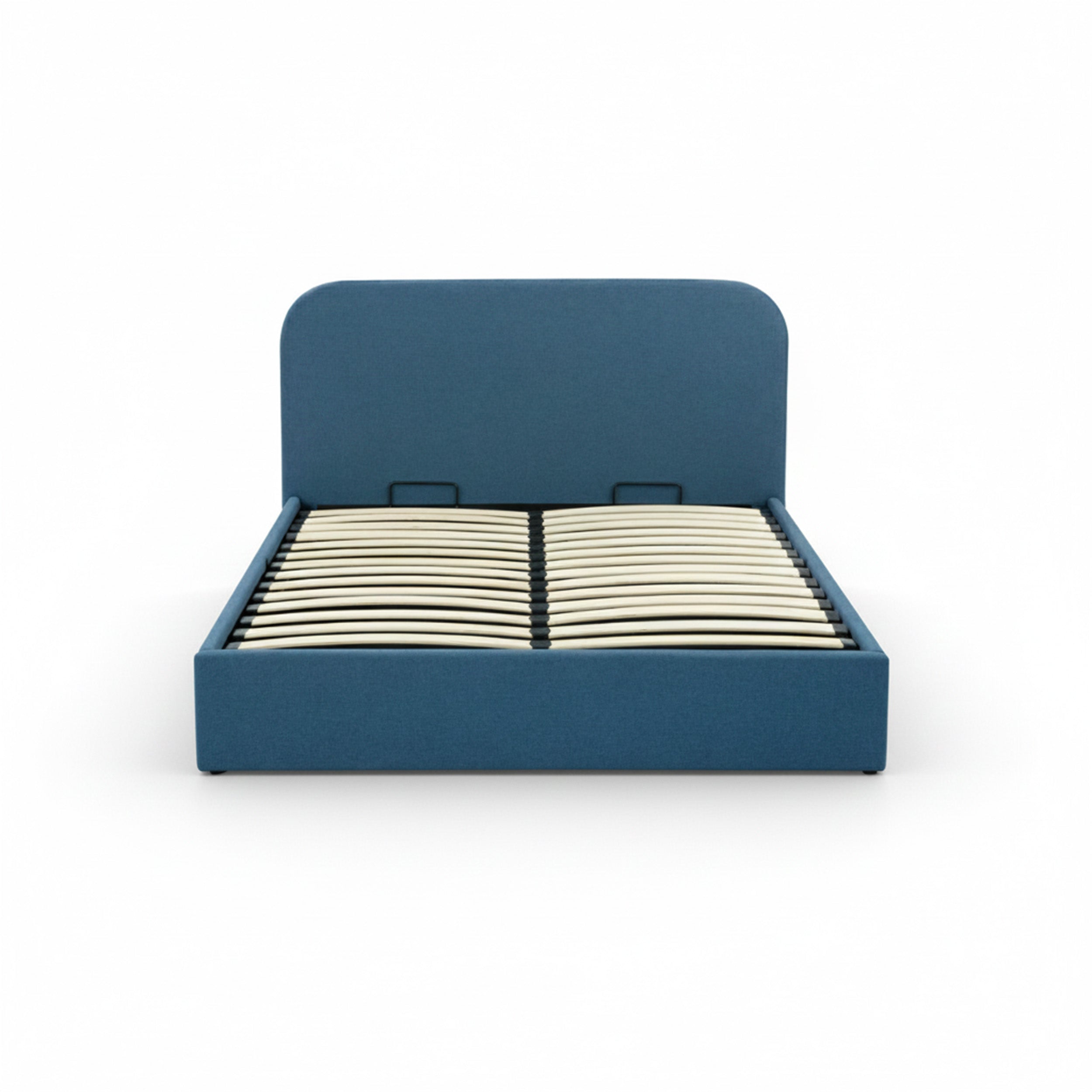 Lit Tilly coffre tissu bleu 160x200