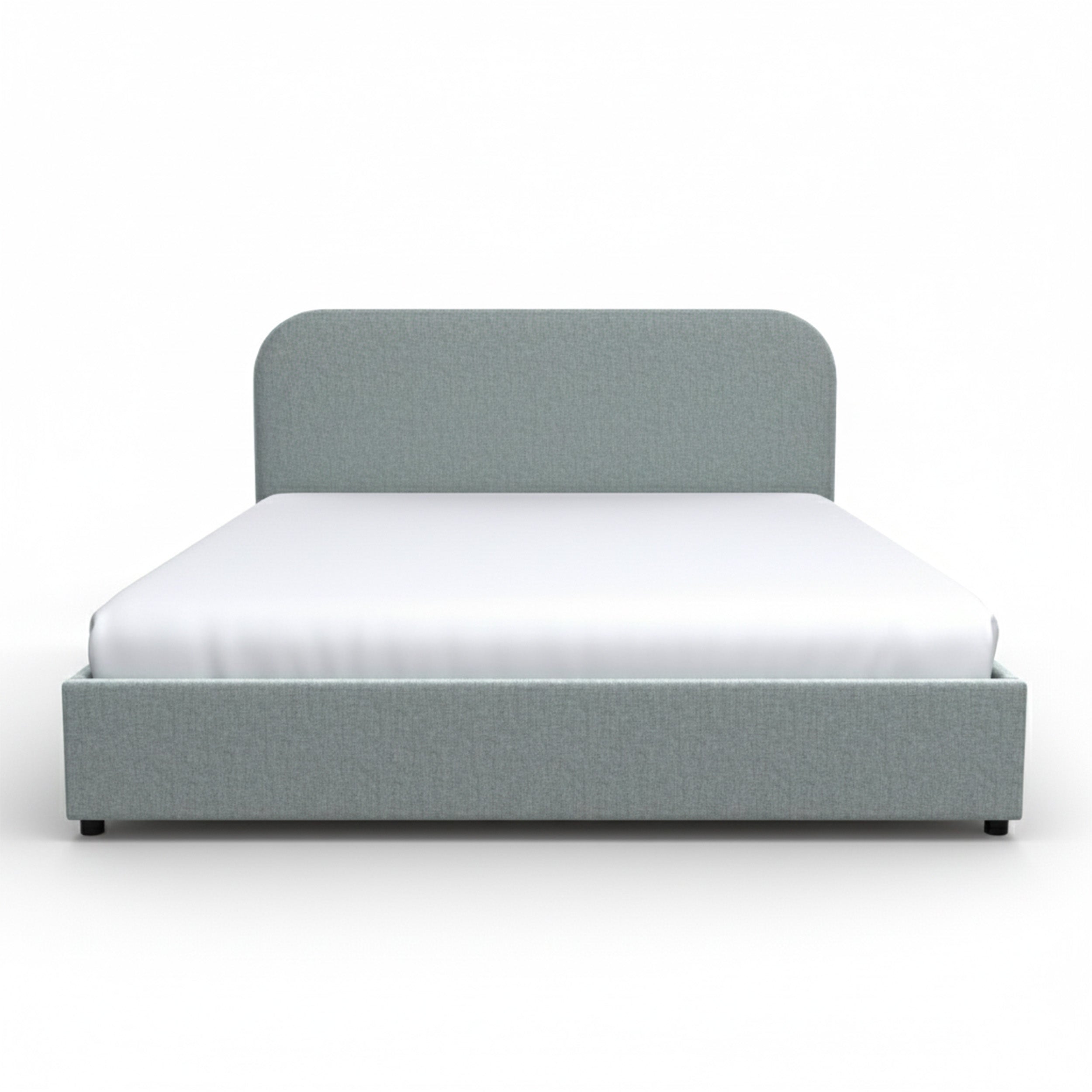 Lit Tilly coffre tissu gris 160x200
