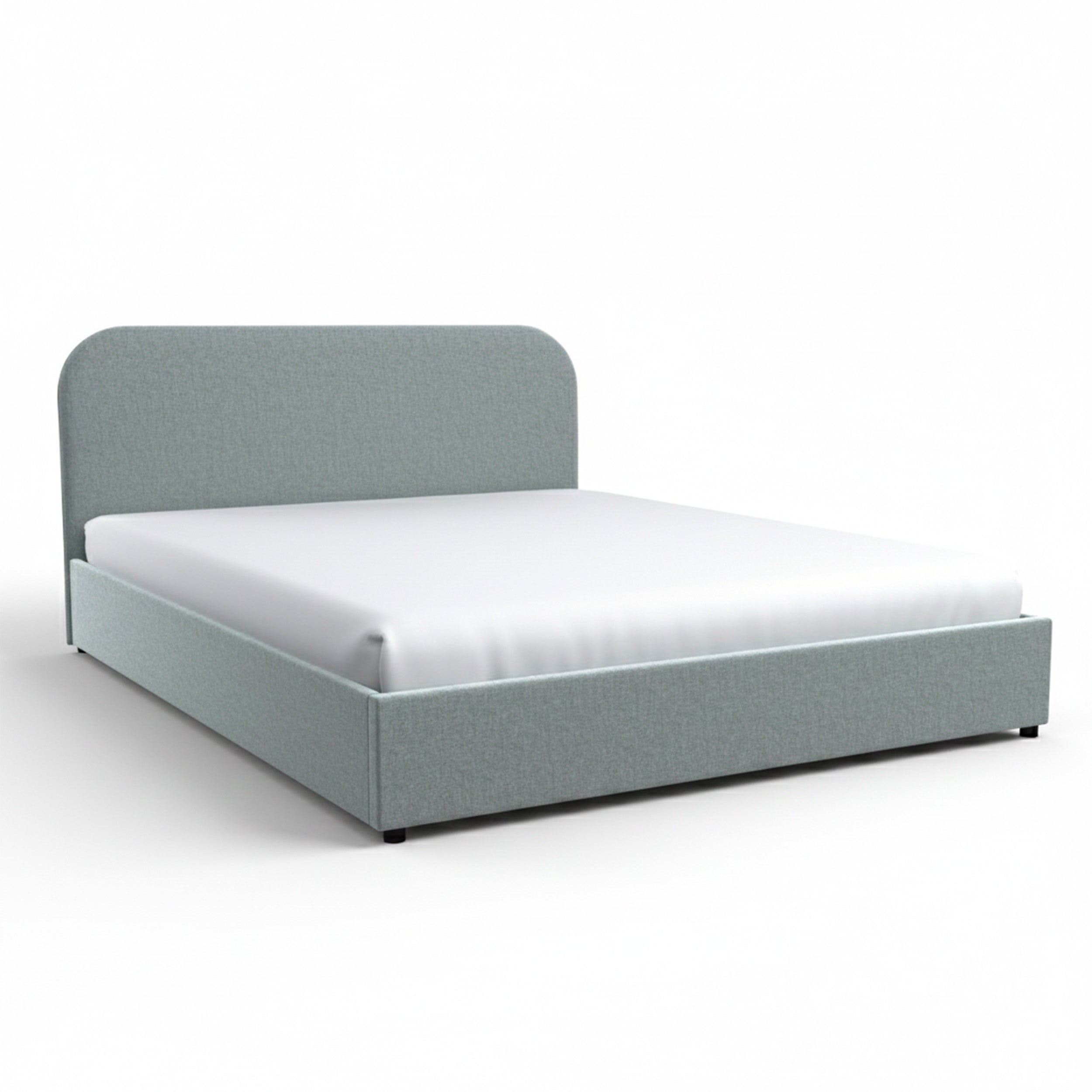 Lit Tilly gris 160x200 tissu coffre