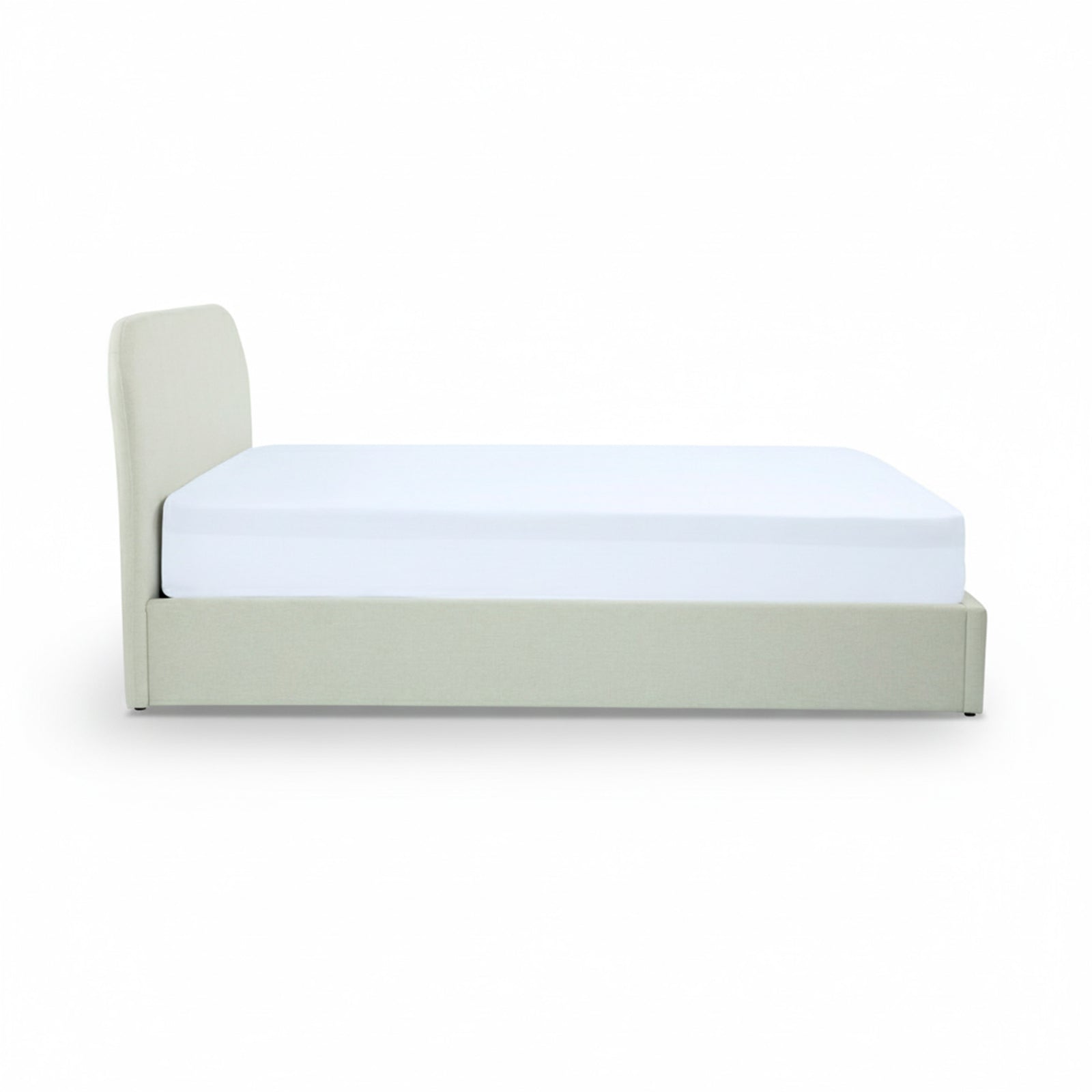 Lit tissu gris beige Tilly double 160x200 coffre
