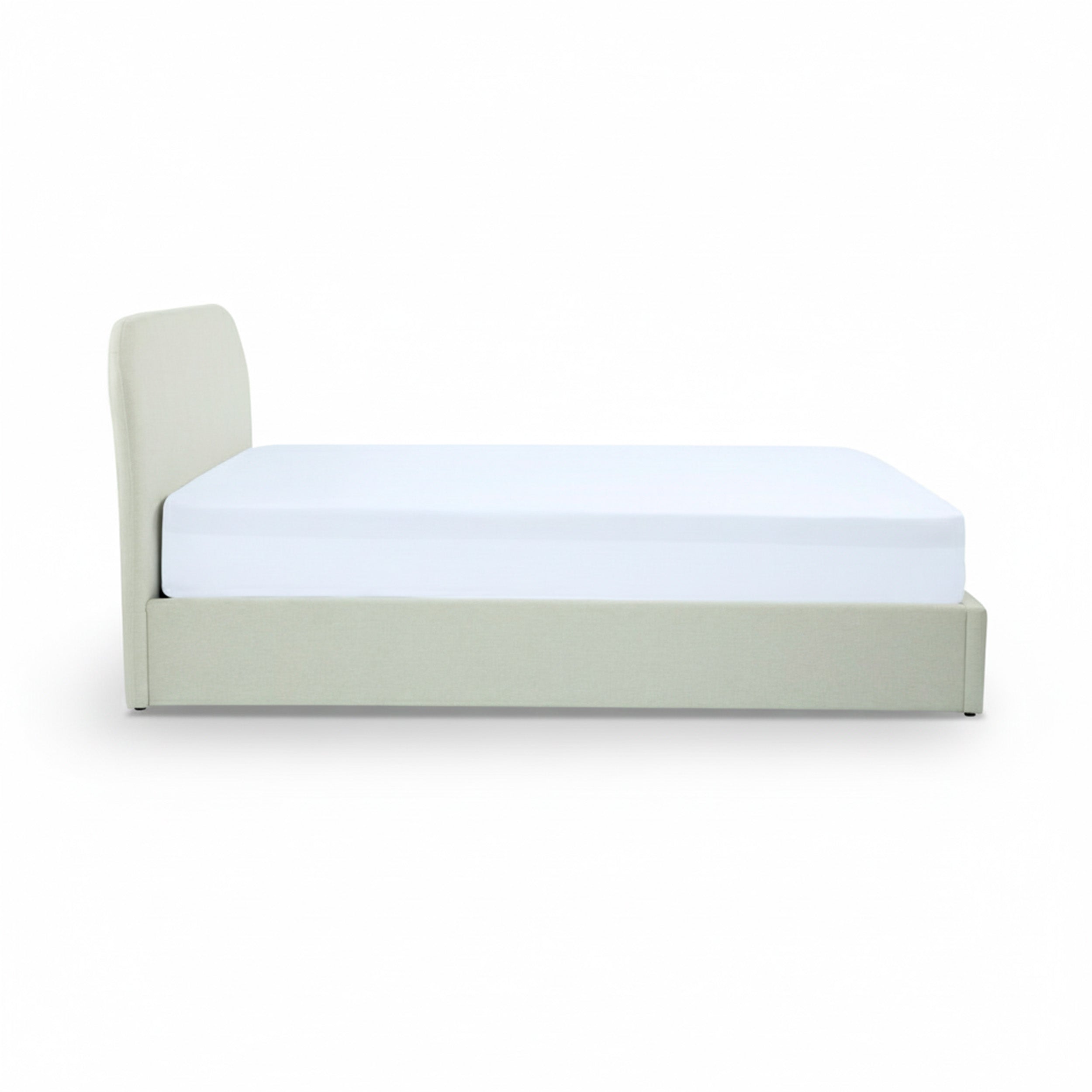 Lit tissu gris beige Tilly double 160x200 coffre