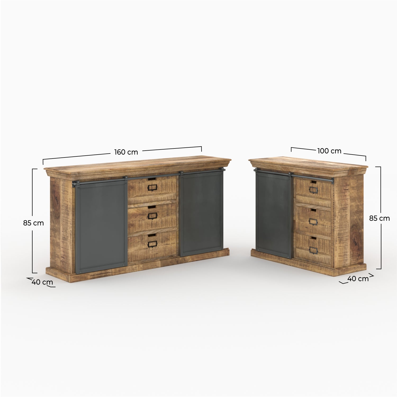 Ensemble 2 buffets Tabuk moyen et petit en bois de manguier