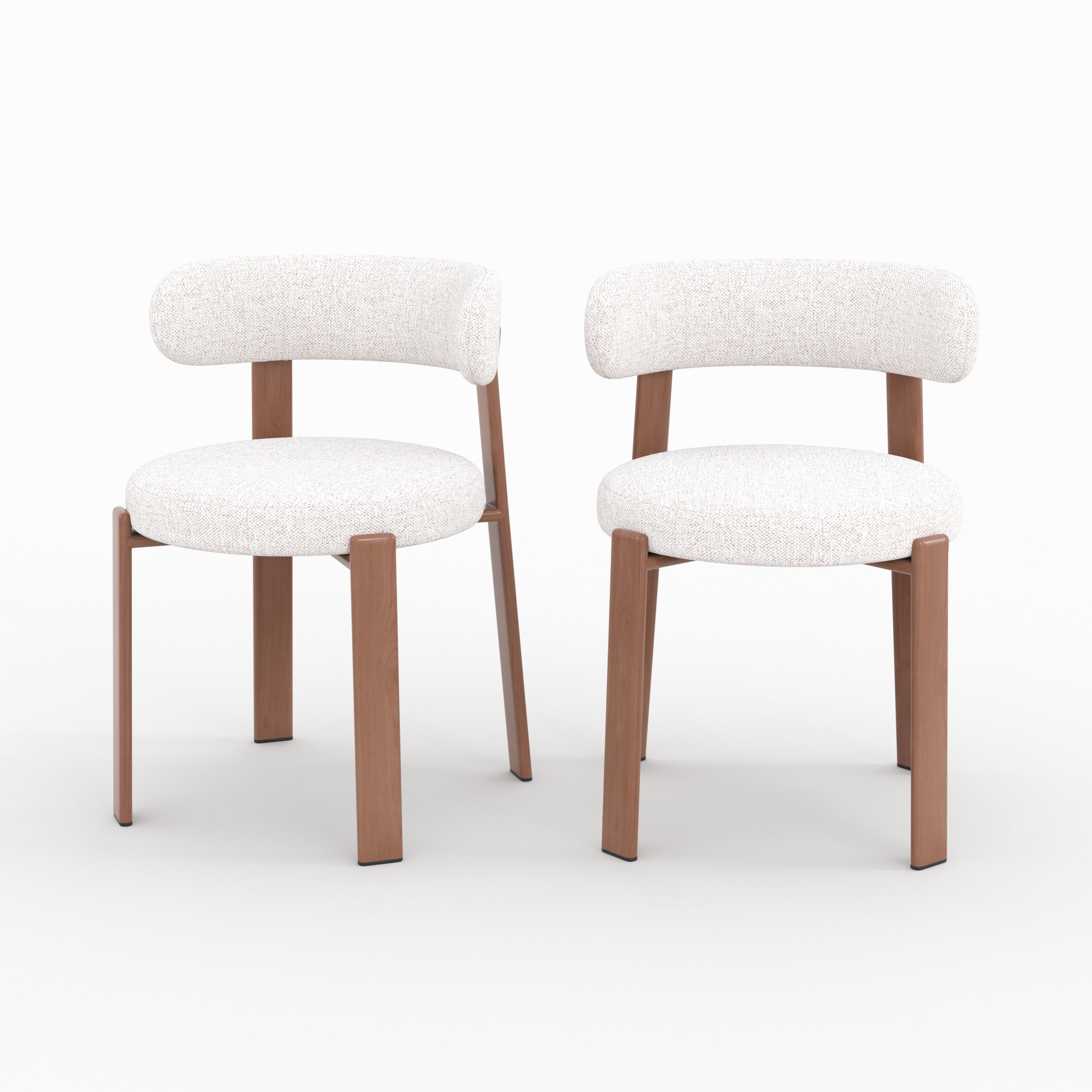 Lot 2 chaises Aura tissu texture blanc cassé pieds métal effet bois vue face