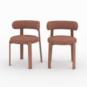 Lot 2 chaises Aura tissu texture brun canelle pieds métal effet bois vue face