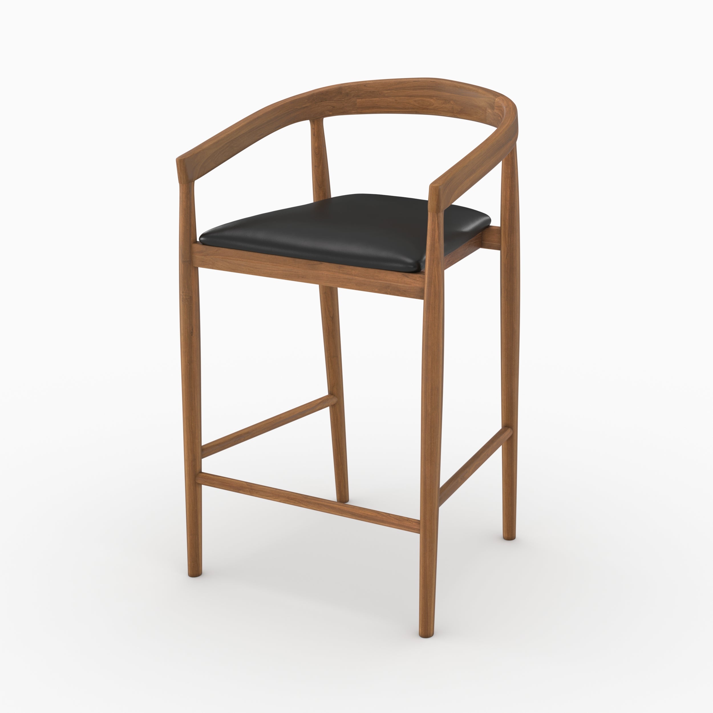 Lot 2 chaises Bali cuir noir teck vernis 77cm