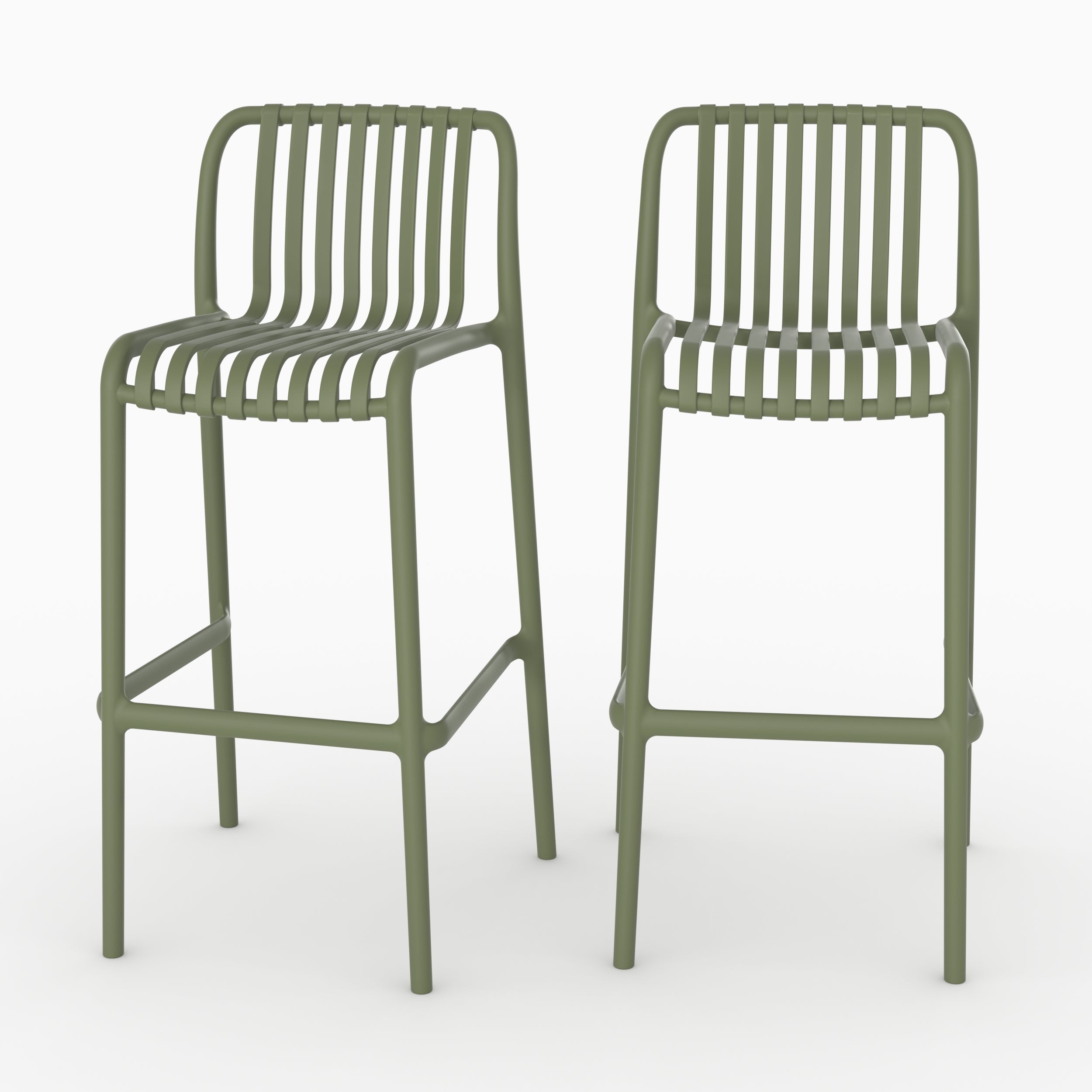 Lot 2 chaises bar Duli vert kaki 76cm