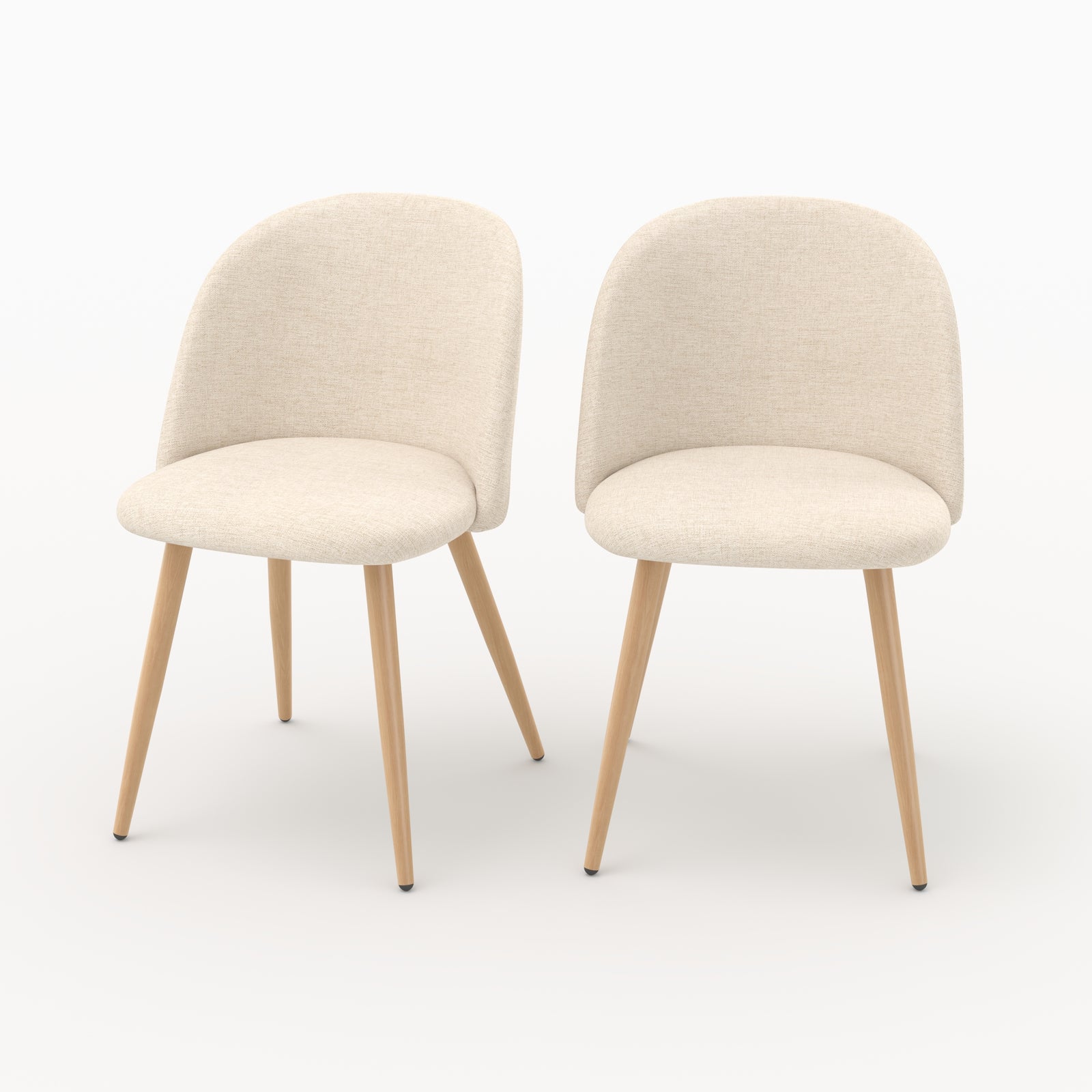 Lot de 2 chaises Cozy en tissu beige et pieds effet bois pour salle a manger - Maison Pavane