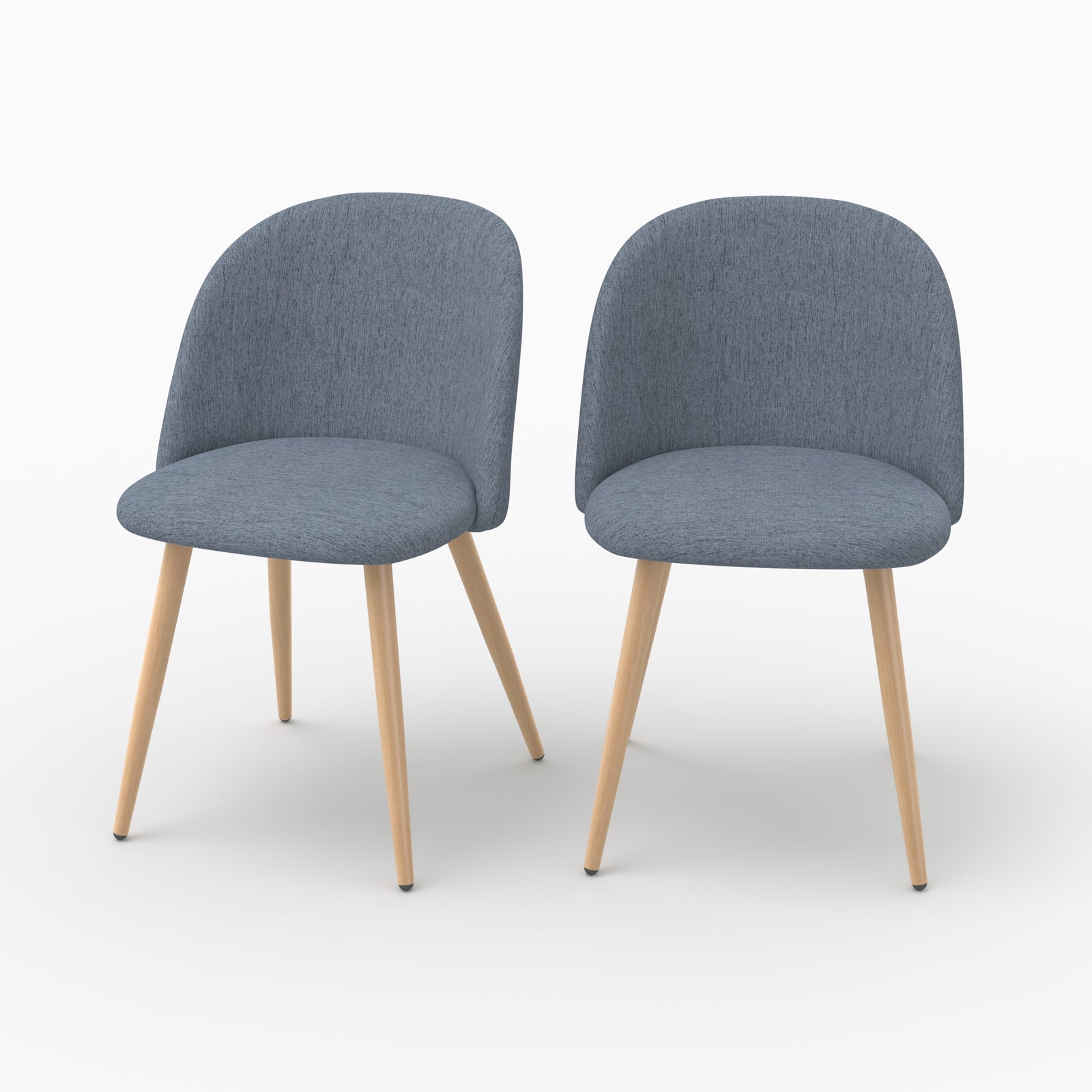 Lot de 2 chaises Cozy en tissu bleu marine et pieds effet bois pour salle a manger - Maison Pavane