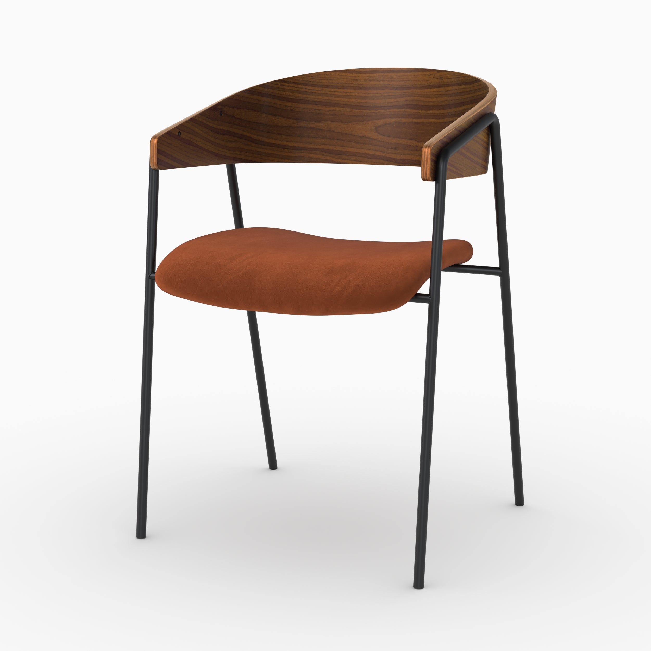 Lot 2 chaises Esmée velours terracotta bois noyer