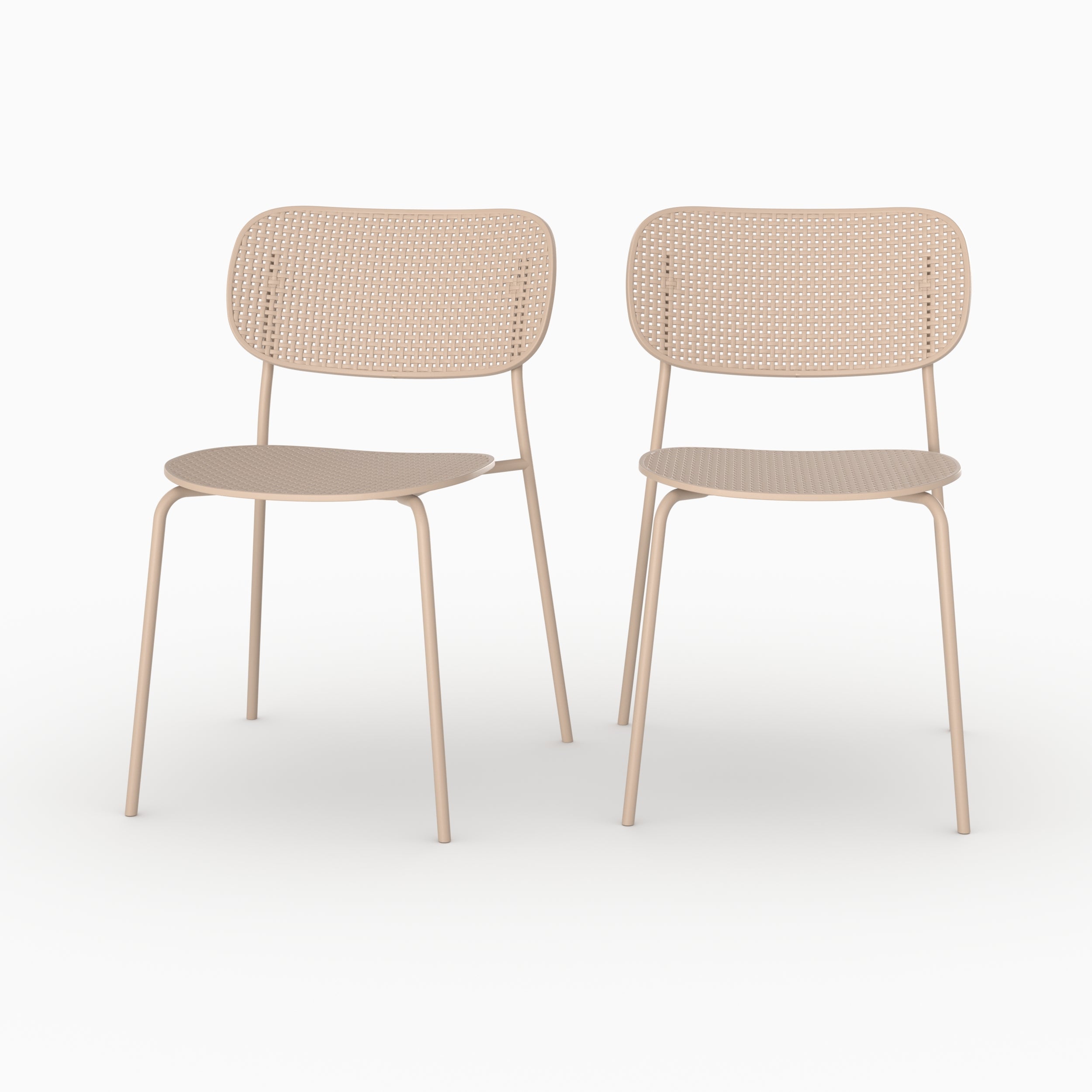 Lot 2 chaises Gea plastique beige empilables vue face ensemble