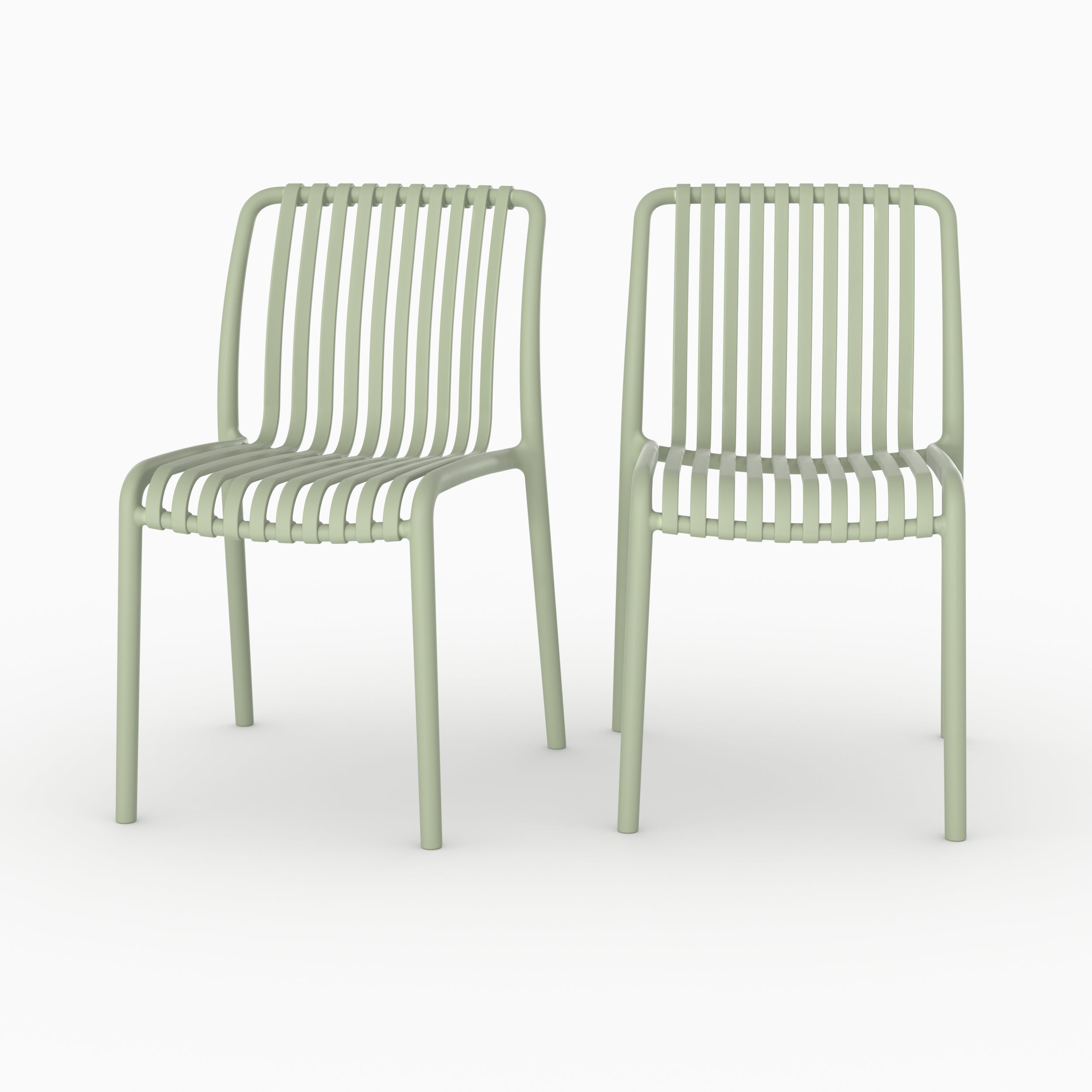 Lot 2 chaises jardin Duli vert pastel empilables