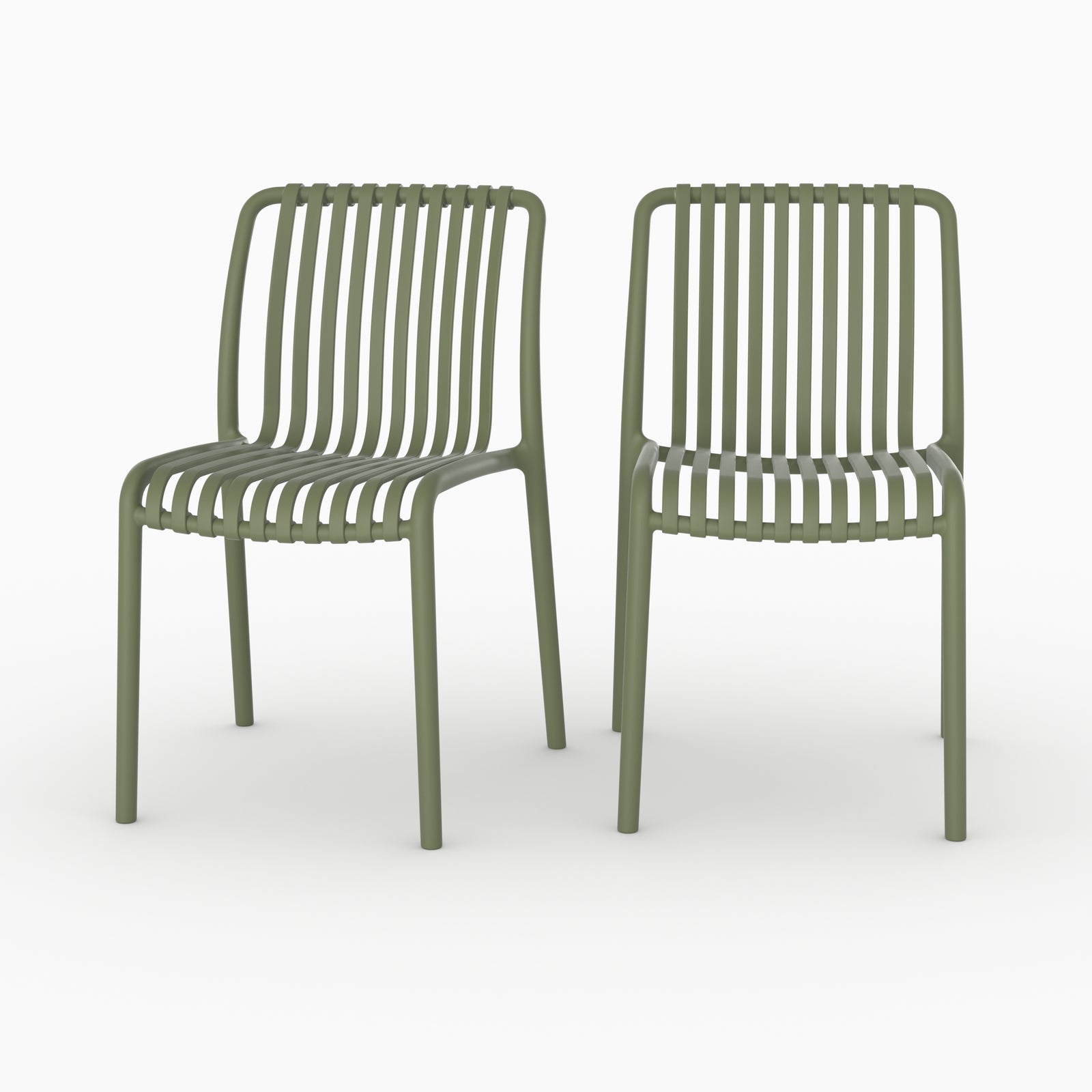 Lot 2 chaises jardin empilables Duli plastique vert kaki