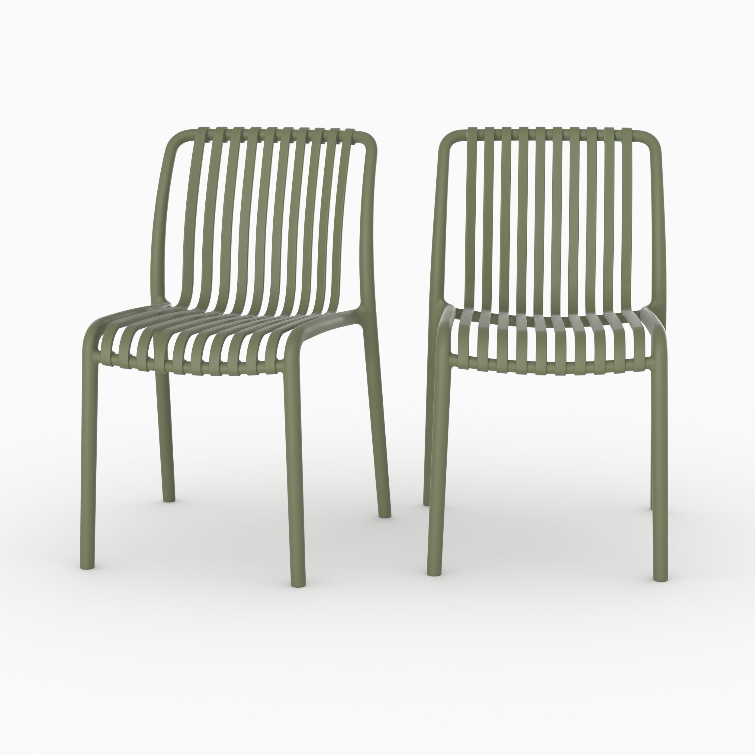 Lot 2 chaises jardin empilables Duli plastique vert kaki