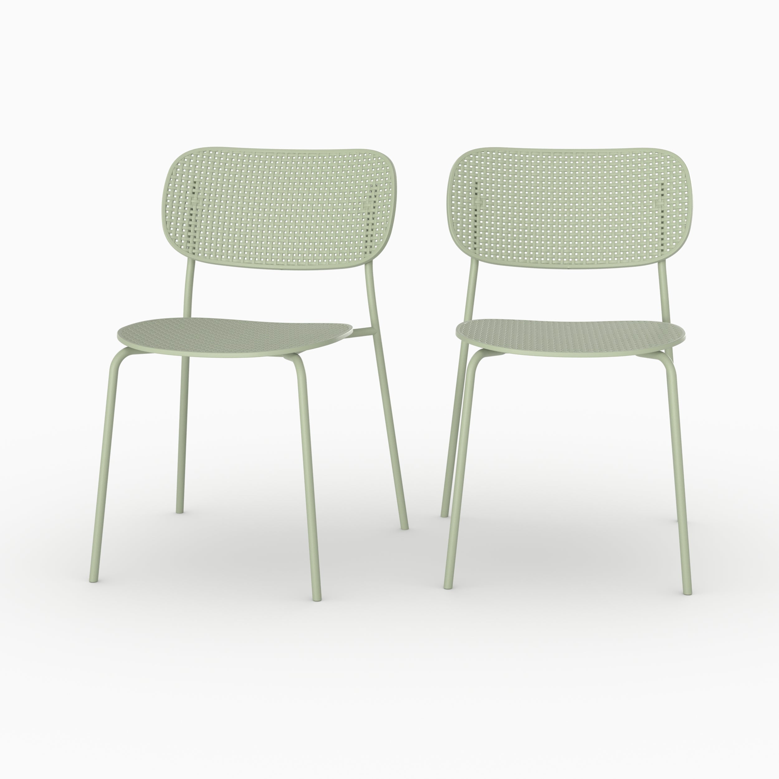Lot 2 chaises jardin Gea vert pastel empilable