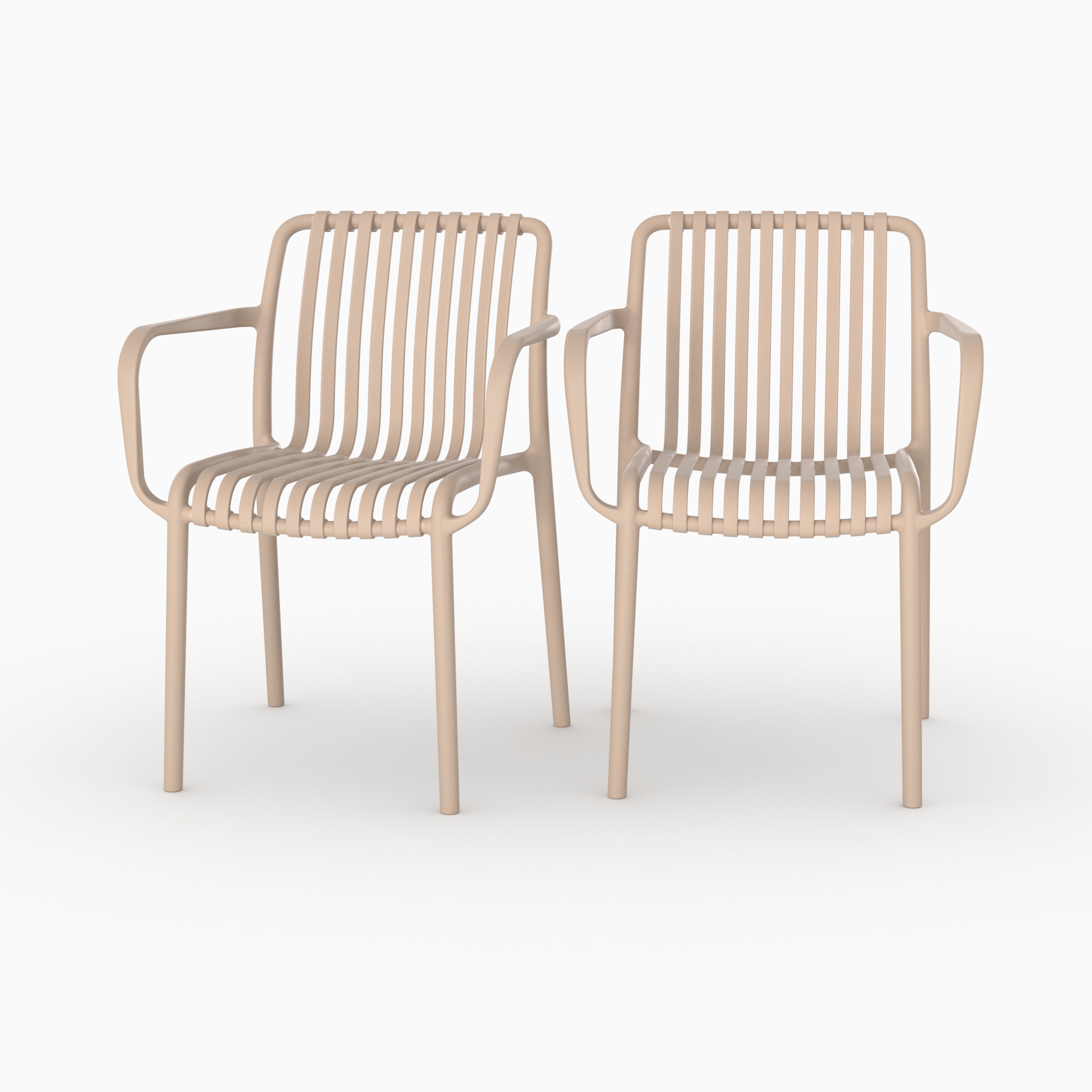 Lot 2 chaises jardin Ivy empilables plastique beige packshot