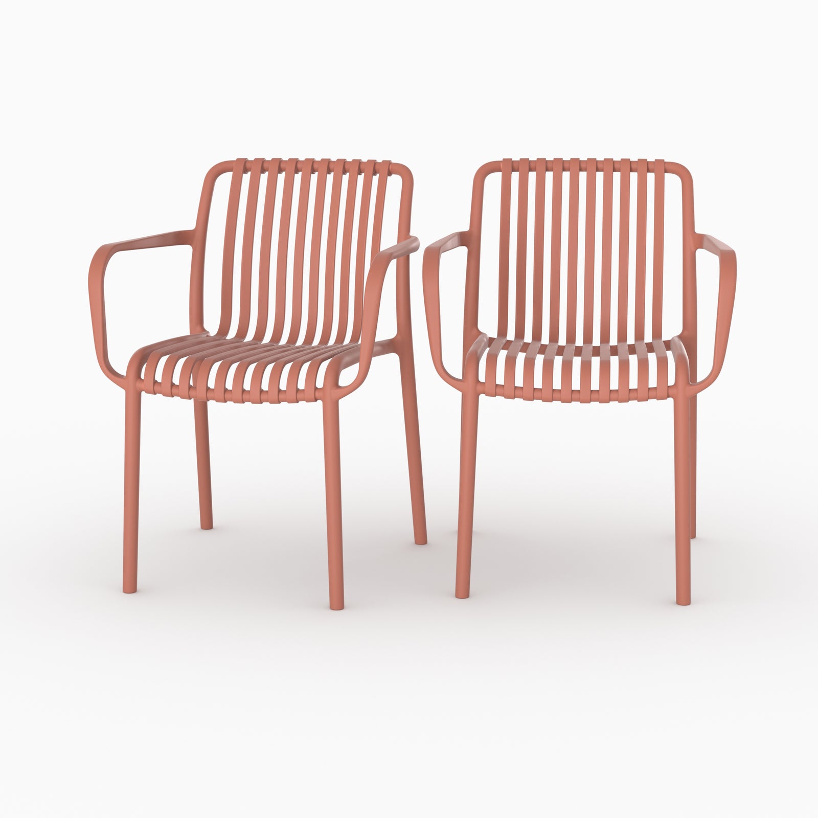 Lot 2 chaises jardin Ivy terracotta empilables accoudoirs