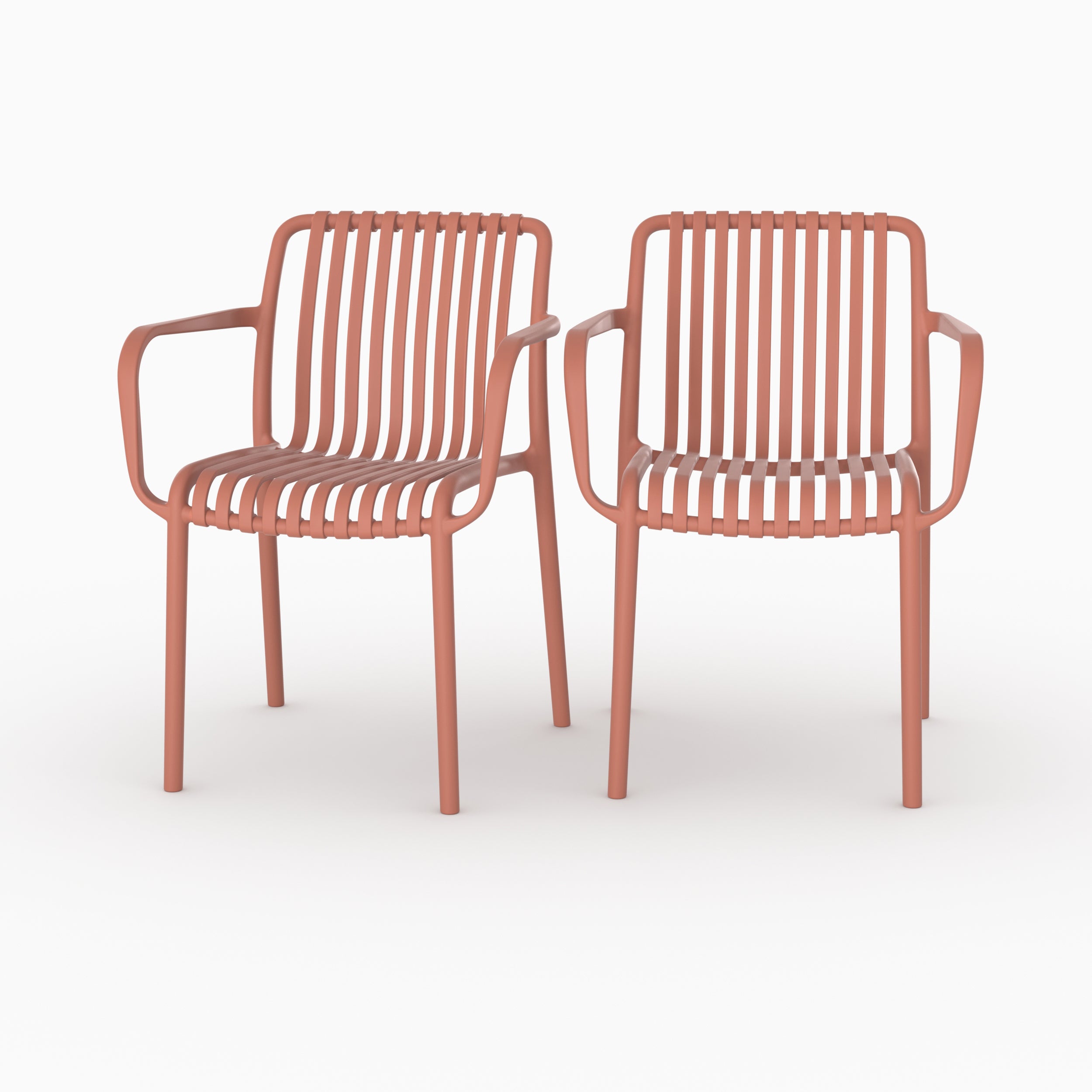 Lot 2 chaises jardin Ivy terracotta empilables accoudoirs