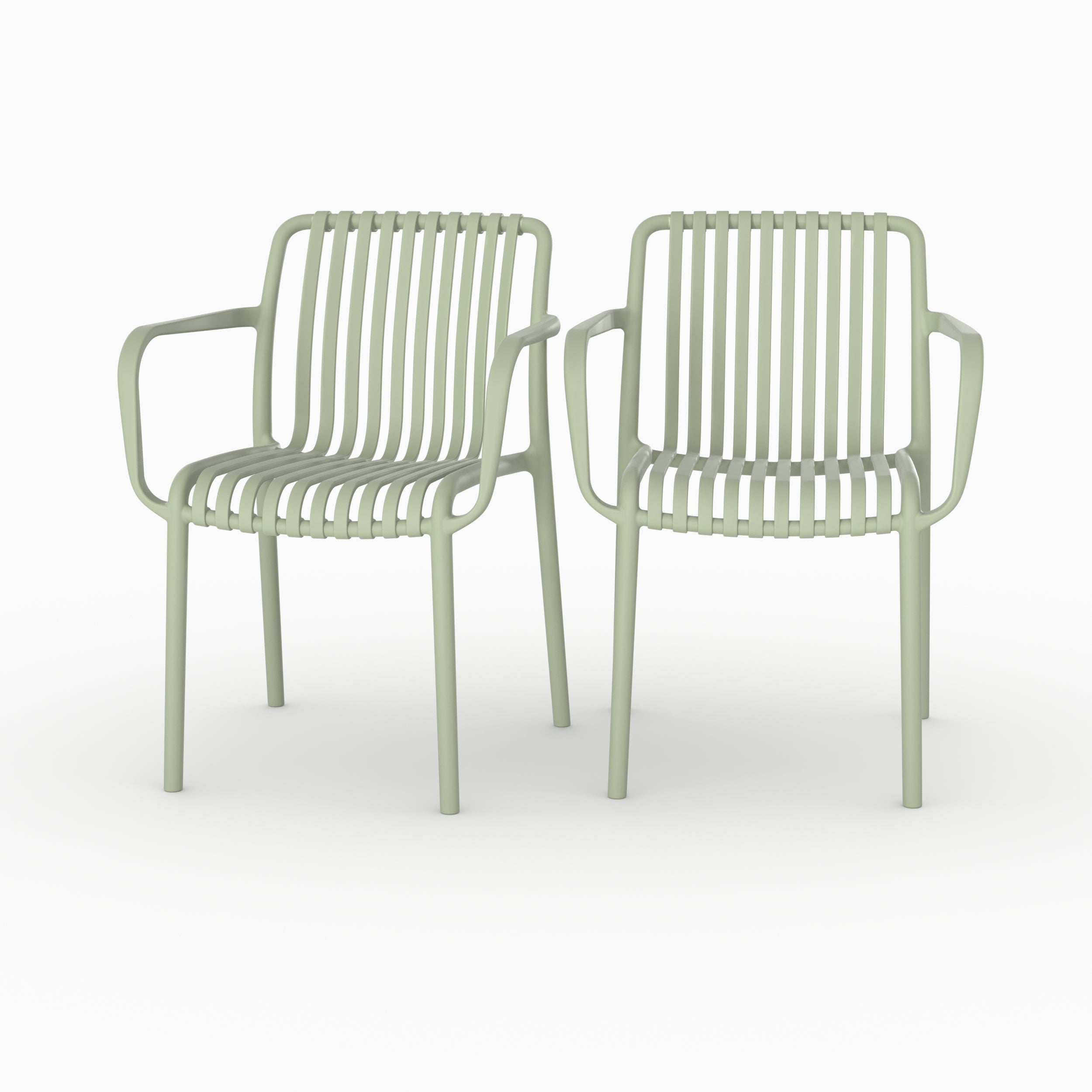 Lot 2 chaises jardin Ivy vert pastel empilables accoudoirs