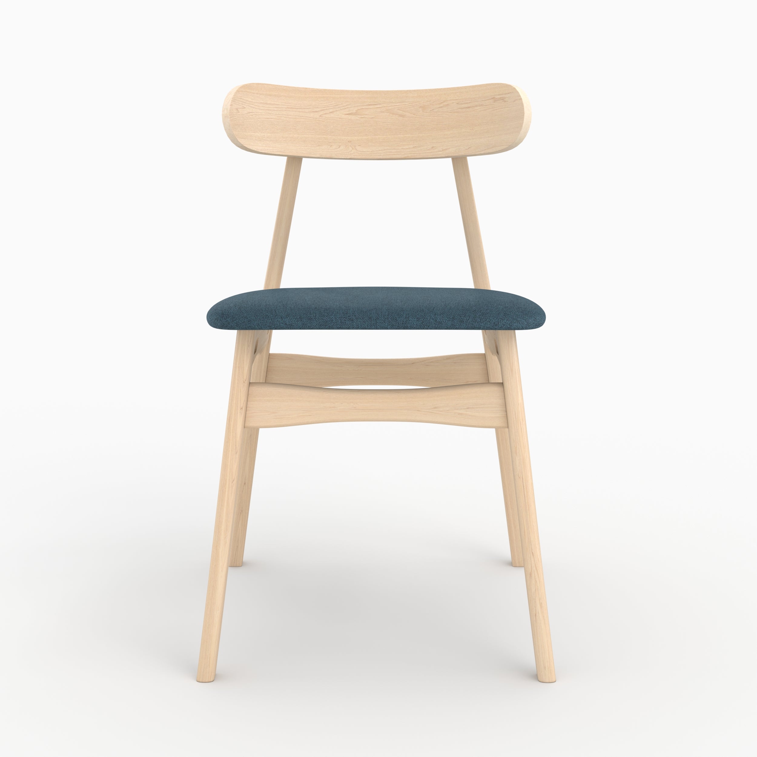 set di 2 sedie Josette in legno chiaro e tessuto blu