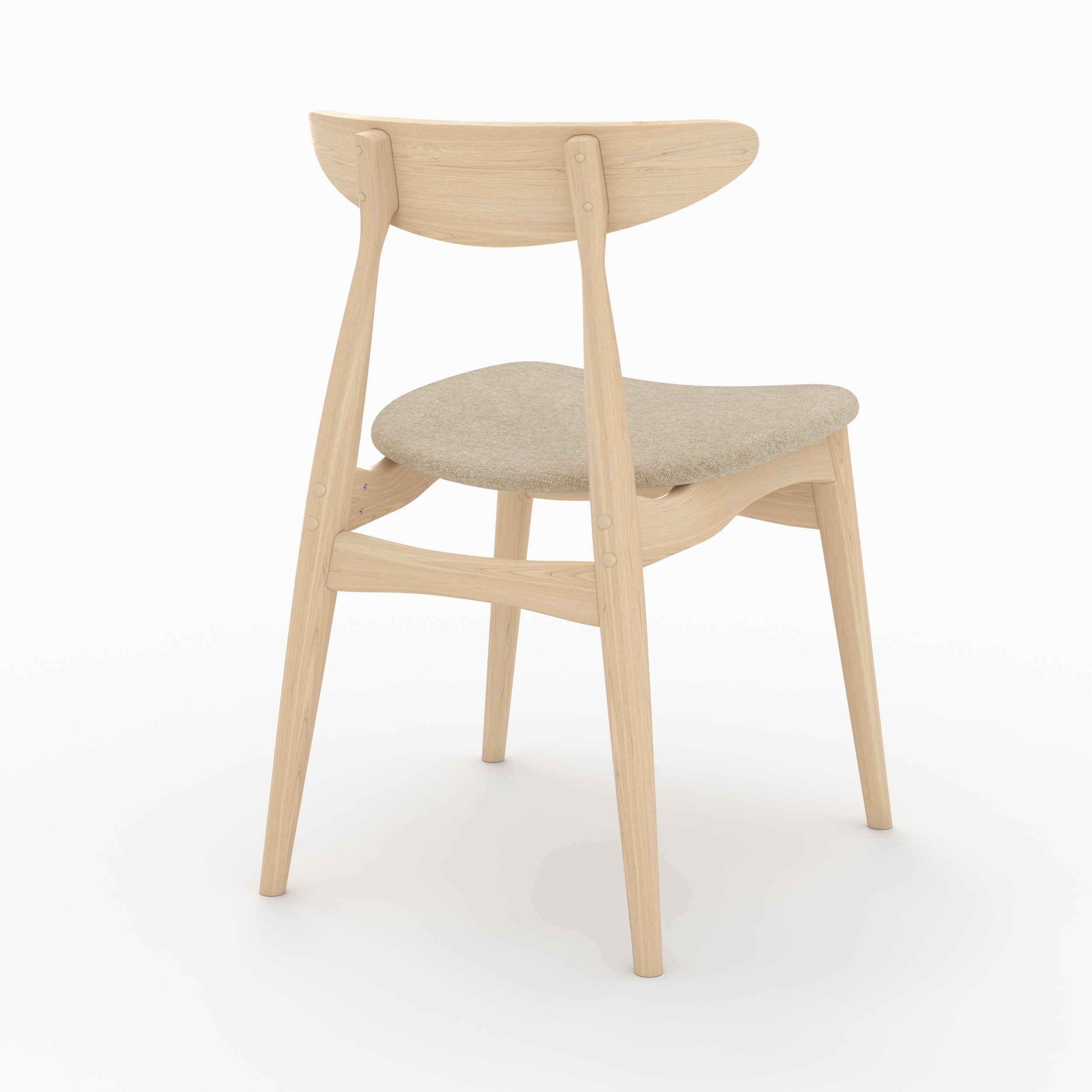 set di 2 sedie Josette in tessuto beige e legno di hevea chiaro