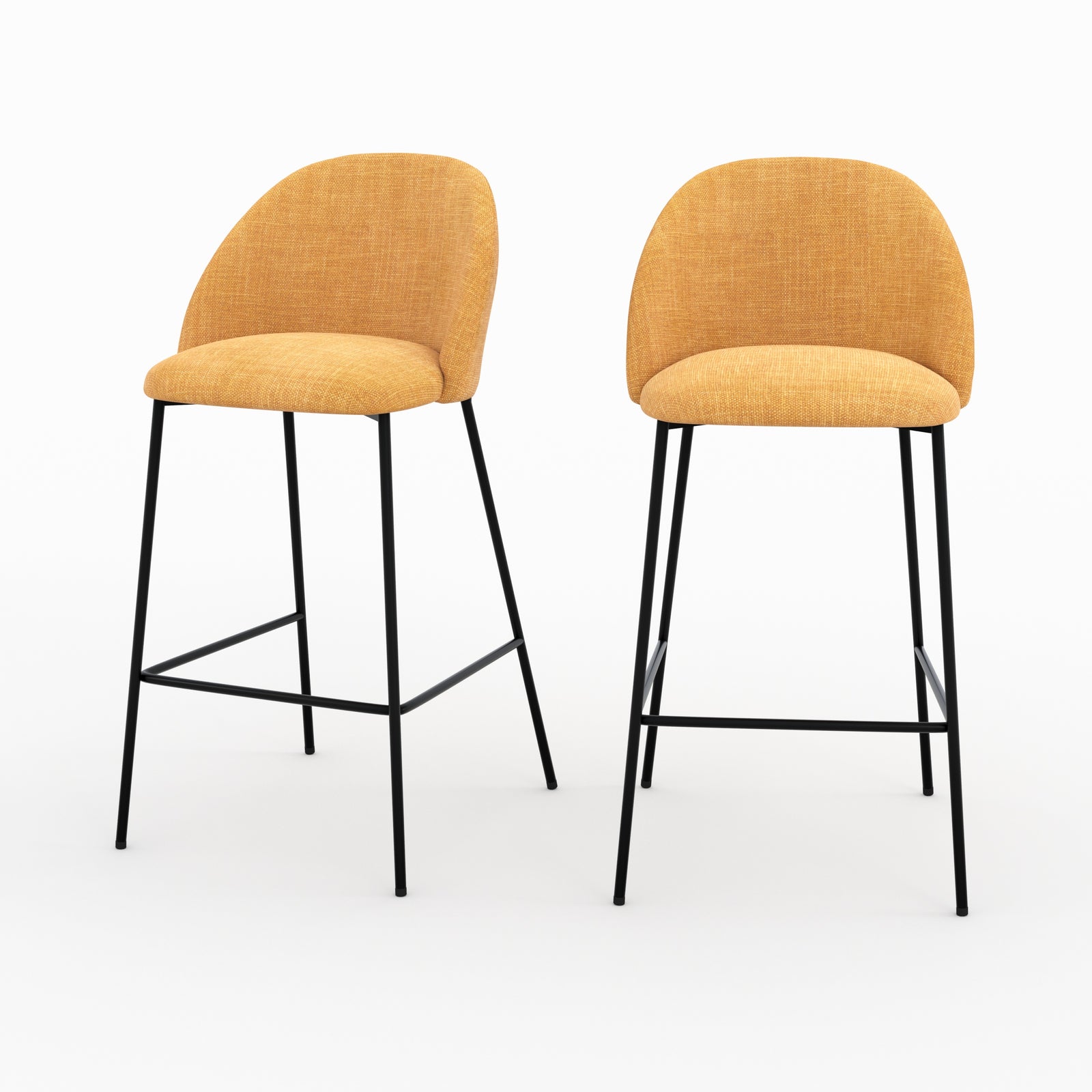 Lot 2 chaises Karl ilot central tissu texture jaune moutarde vue face