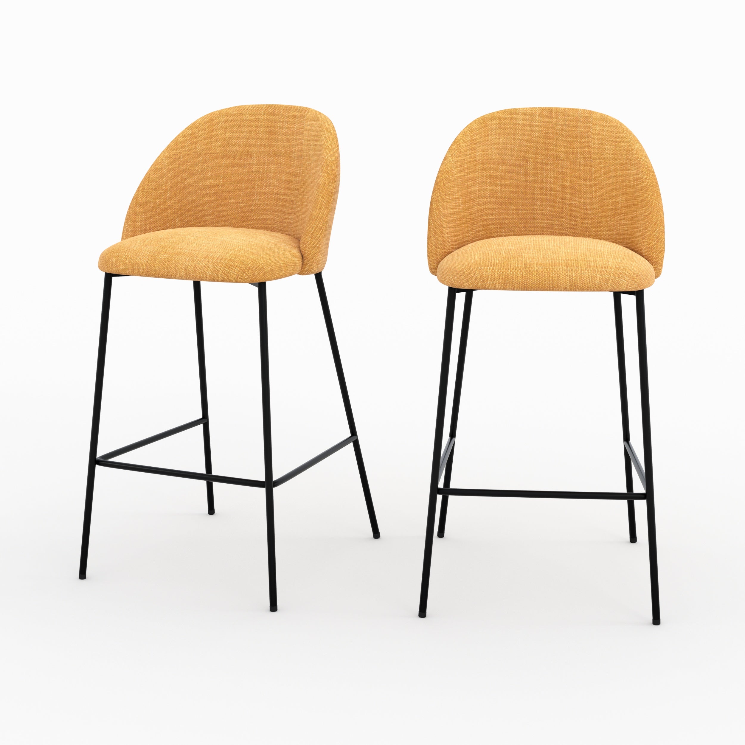 Lot 2 chaises Karl ilot central tissu texture jaune moutarde vue face