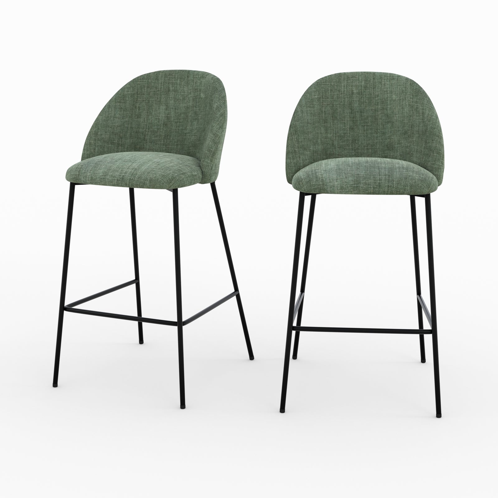 Lot 2 chaises Karl ilot central tissu texture vert sapin vue face