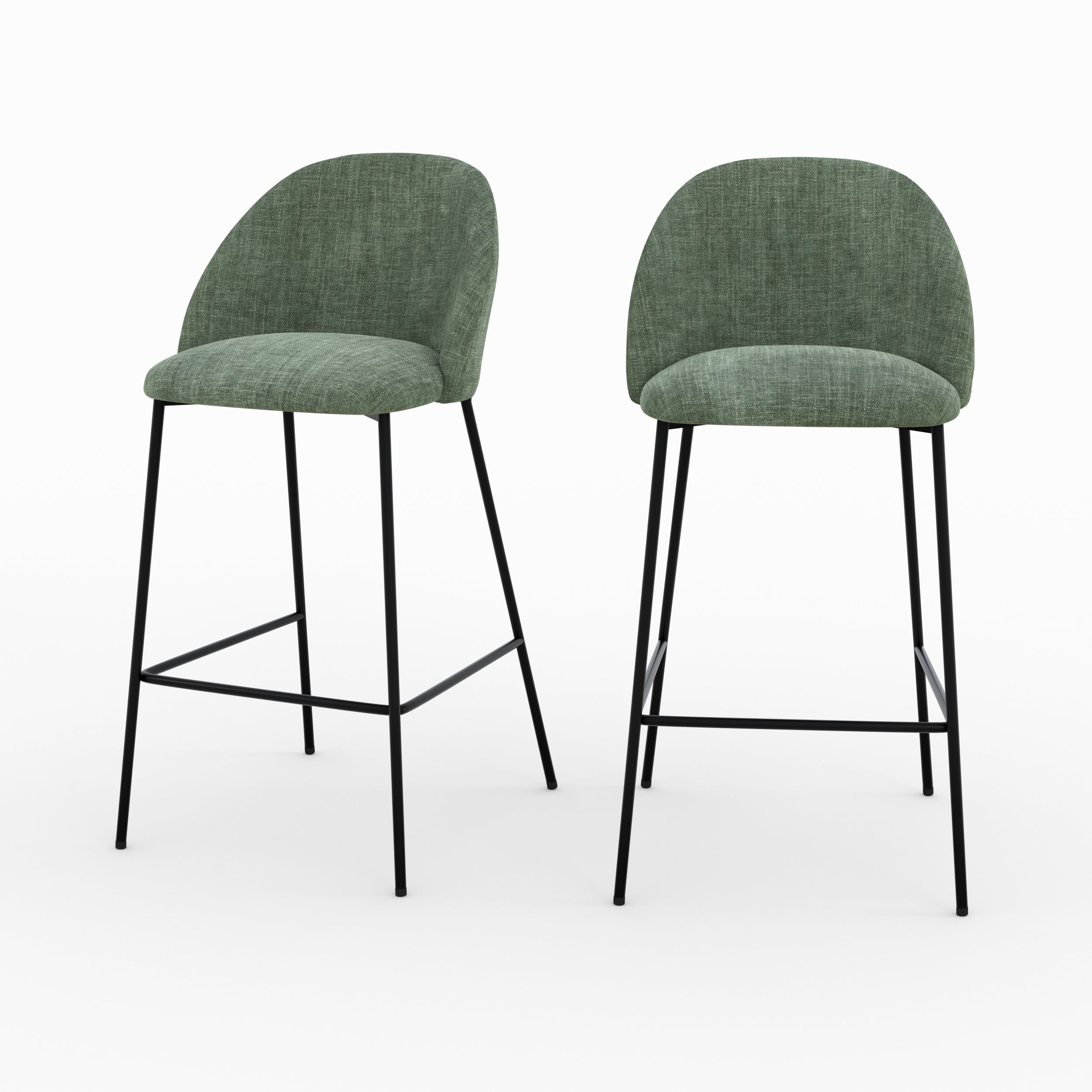 Lot 2 chaises Karl ilot central tissu texture vert sapin vue face